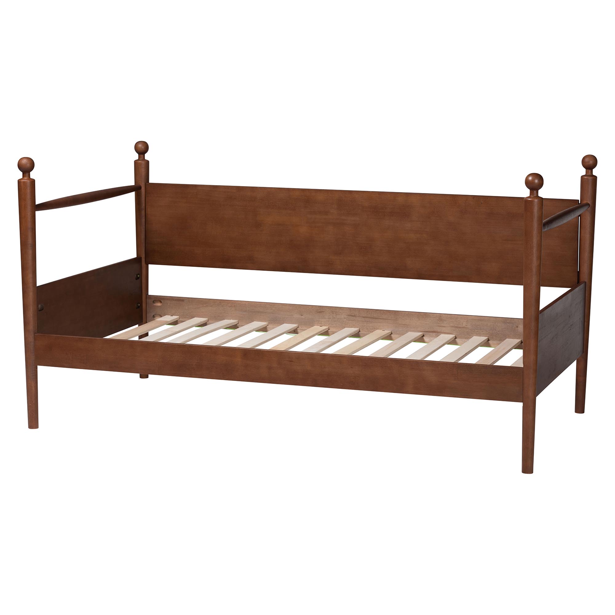 Baxton Studio Gianetta Wooden Daybed with Spindle Posts - Classic Cottage-Style Bed Frame with Guardrail Back, Solid Wood Day Bed for Guest Room or Kids Bedroom, Twin