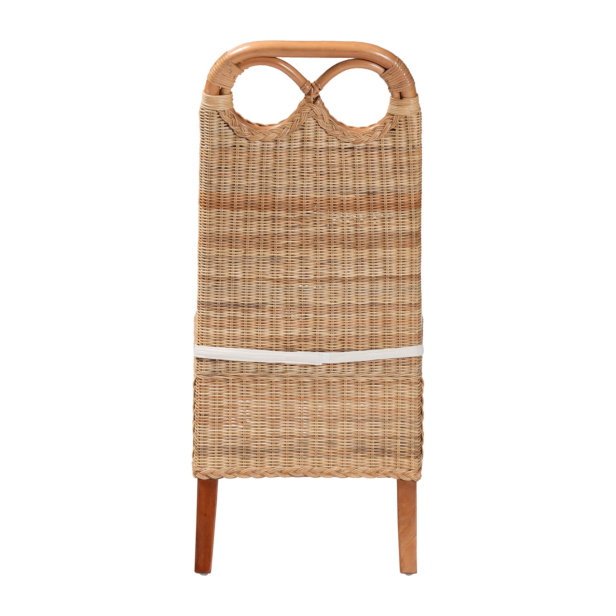 bali & pari Dyna Natural Rattan Dining Chair - Handwoven Wicker Side Chair with Removable Cushion and Loop Backrest, Boho Coastal Seating for Dining Room or Kitchen