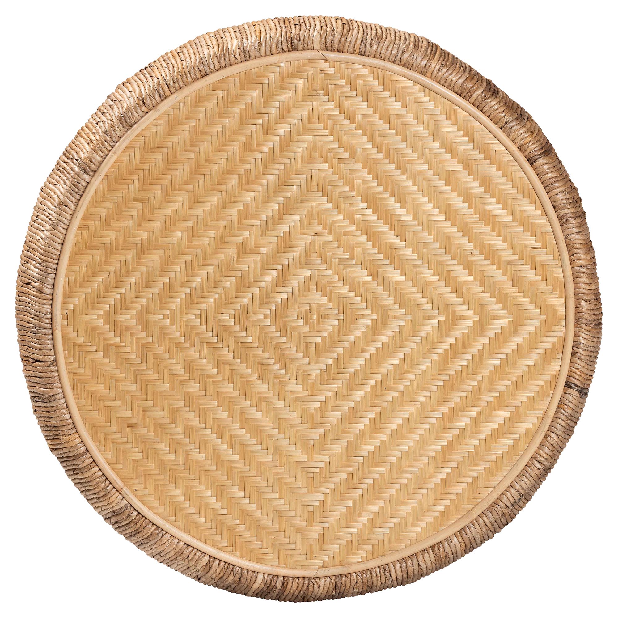 bali & pari Roma Rattan and Seagrass Coffee Table - Low Profile Boho Accent Table with Textured Design and Natural Finish, Handcrafted Rattan Centerpiece for Living Room or Lounge