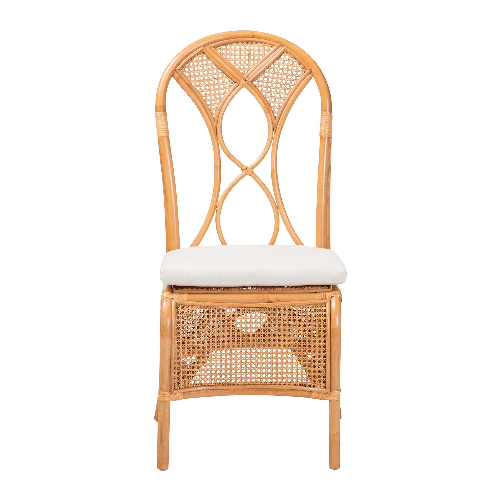 bali & pari Elsa Natural Rattan Dining Chair - Handcrafted Wicker Side Chair with Openwork Back and Woven Detailing, Coastal Boho Seating for Dining Room or Kitchen