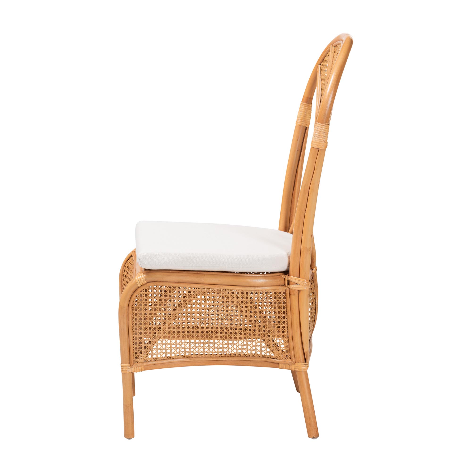 bali & pari Elsa Natural Rattan Dining Chair - Handcrafted Wicker Side Chair with Openwork Back and Woven Detailing, Coastal Boho Seating for Dining Room or Kitchen
