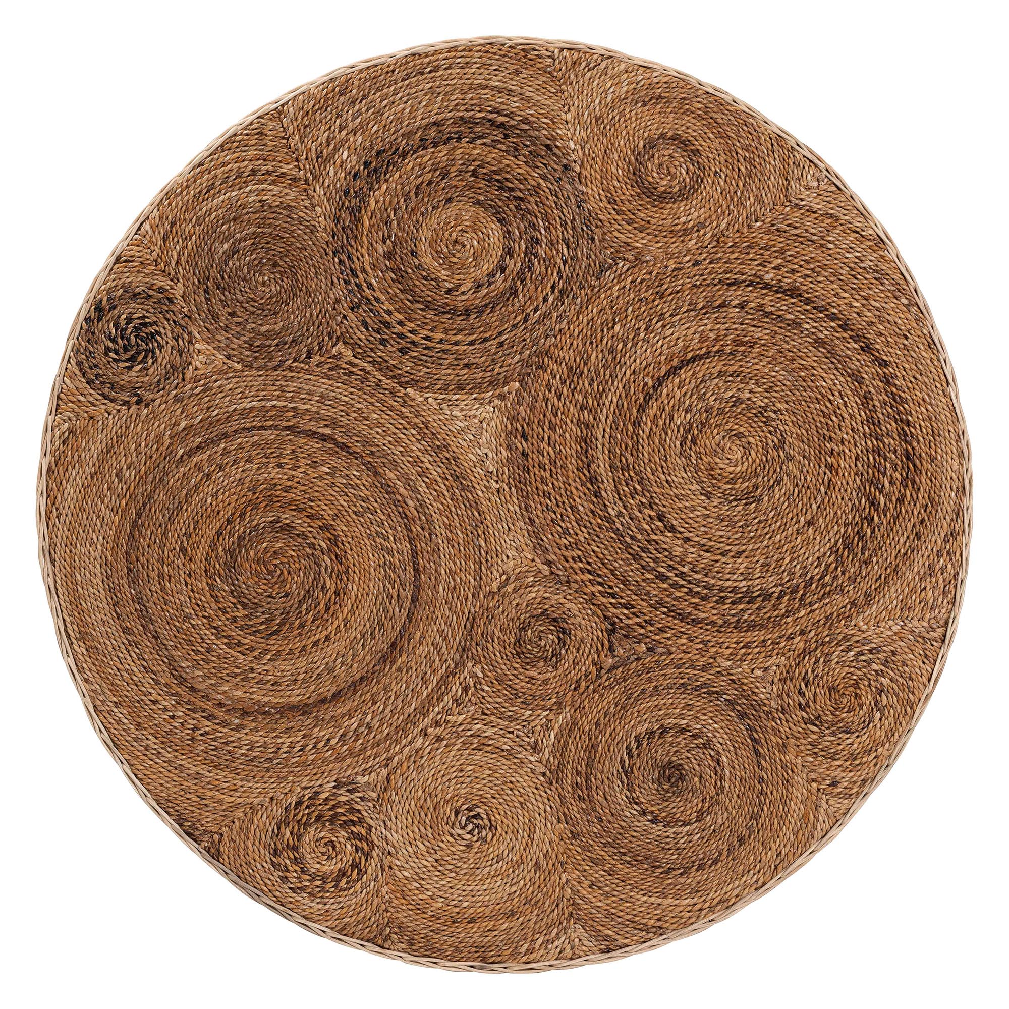 bali & pari Hosanna Natural Rattan Coffee Table - Handwoven Wicker Accent Table with Textured Spiral Top for Living Room or Lounge