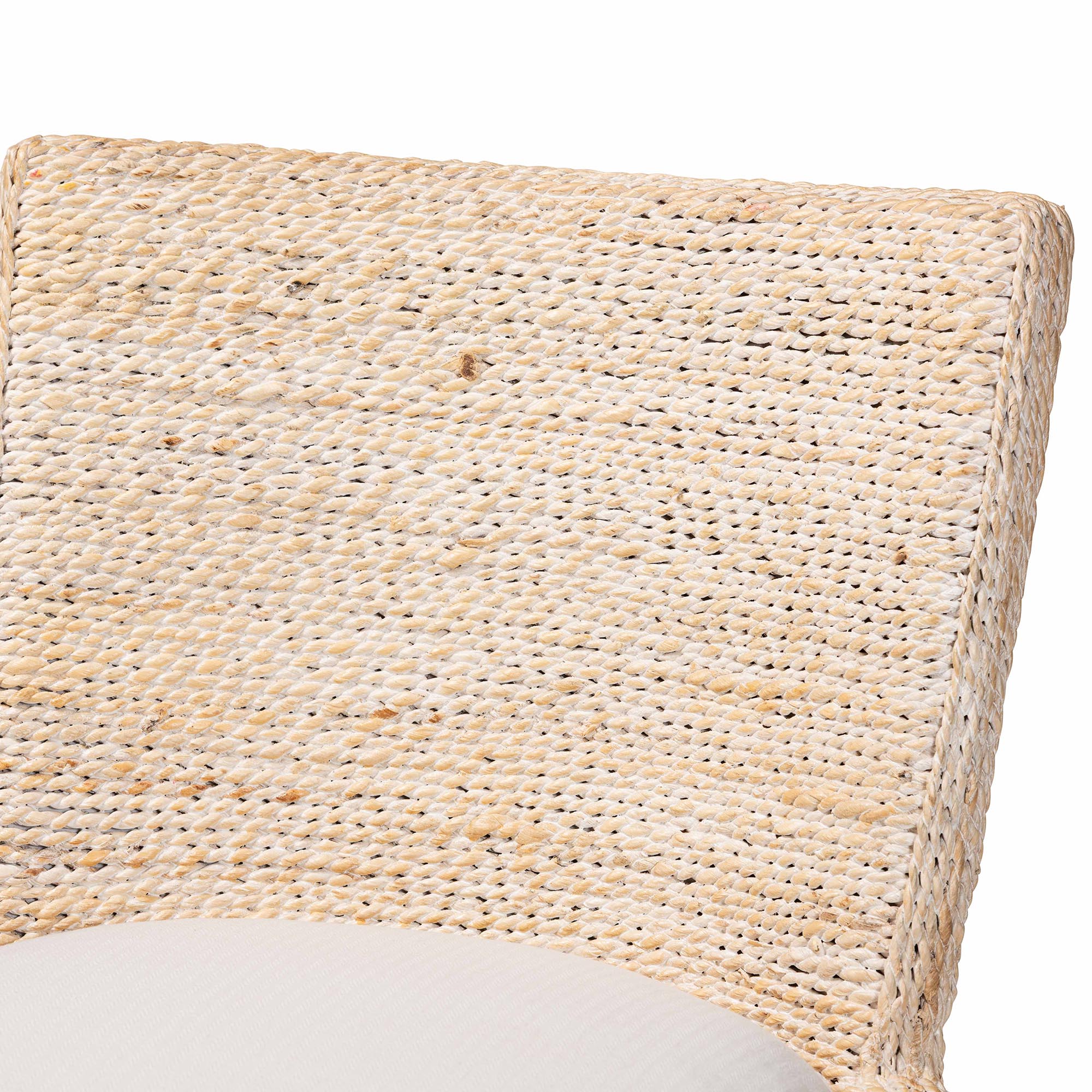 bali & pari Ridley Seagrass Dining Chair with Mahogany Wood Frame - Coastal Accent Chair with Woven Square Back and Cushioned Seat for Dining Room or Kitchen, Whitewash
