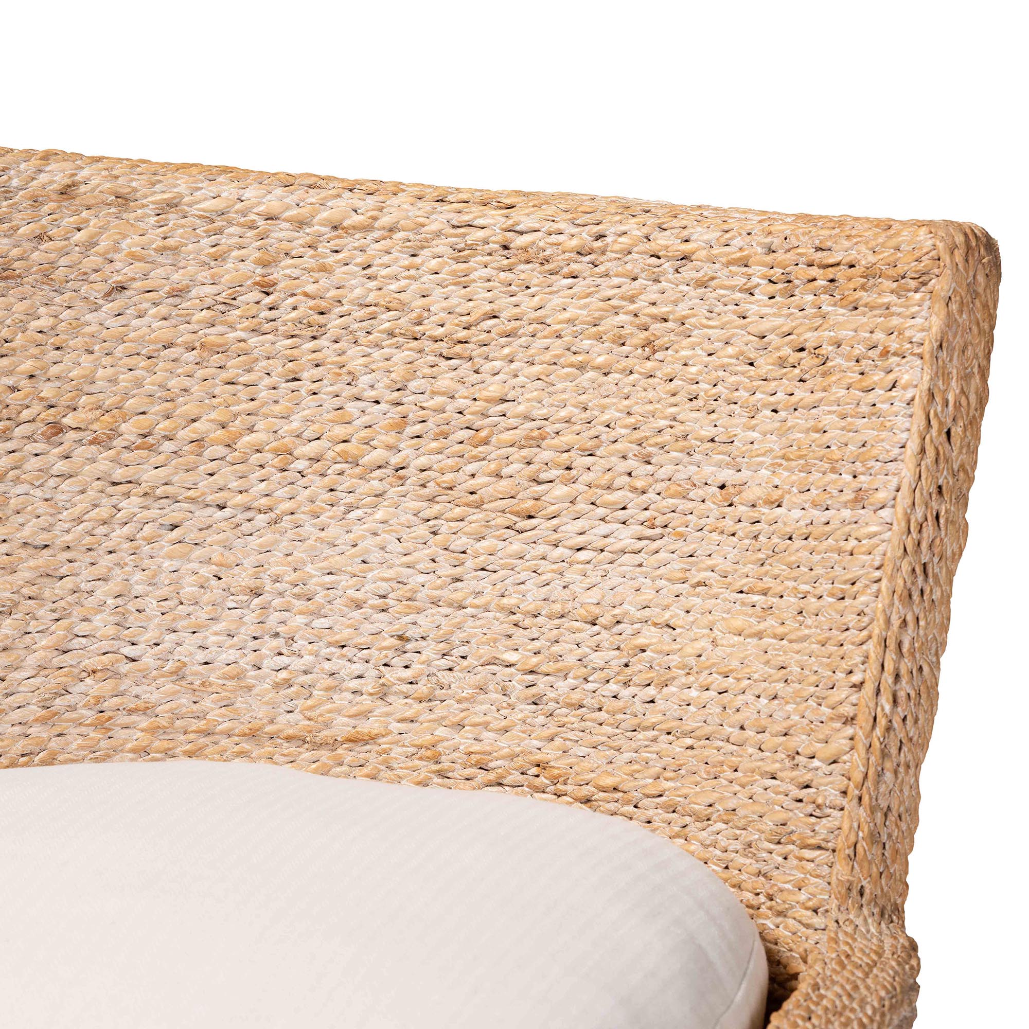 bali & pari Ridley Seagrass Counter Stool with Mahogany Wood Frame - Coastal Seating with Woven Square Back and Cushioned Seat for Kitchen Island or Breakfast Bar, Whitewash