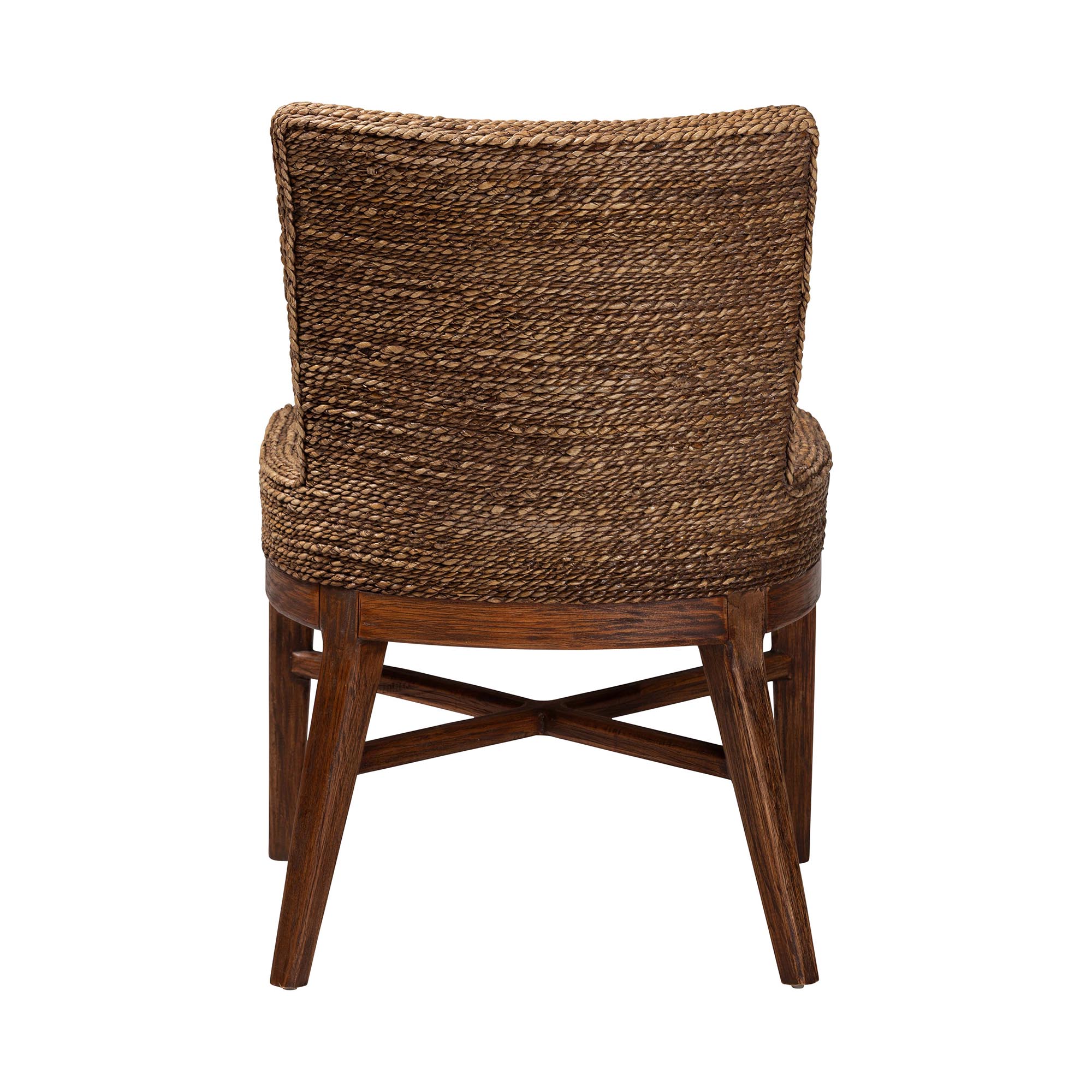 bali & pari Ridley Seagrass Dining Chair with Mahogany Wood Frame - Coastal Accent Chair with Woven Square Back and Cushioned Seat for Dining Room or Kitchen, Brown Wash