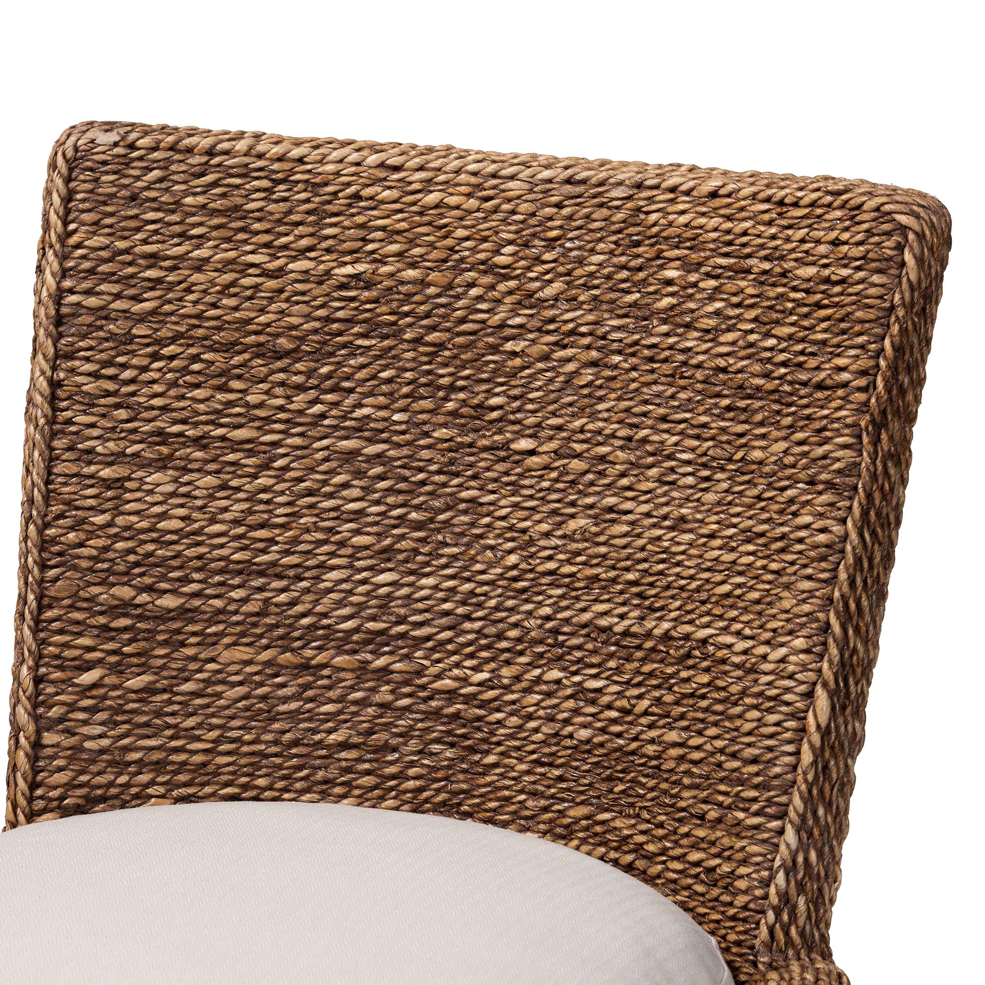 bali & pari Ridley Seagrass Dining Chair with Mahogany Wood Frame - Coastal Accent Chair with Woven Square Back and Cushioned Seat for Dining Room or Kitchen, Brown Wash