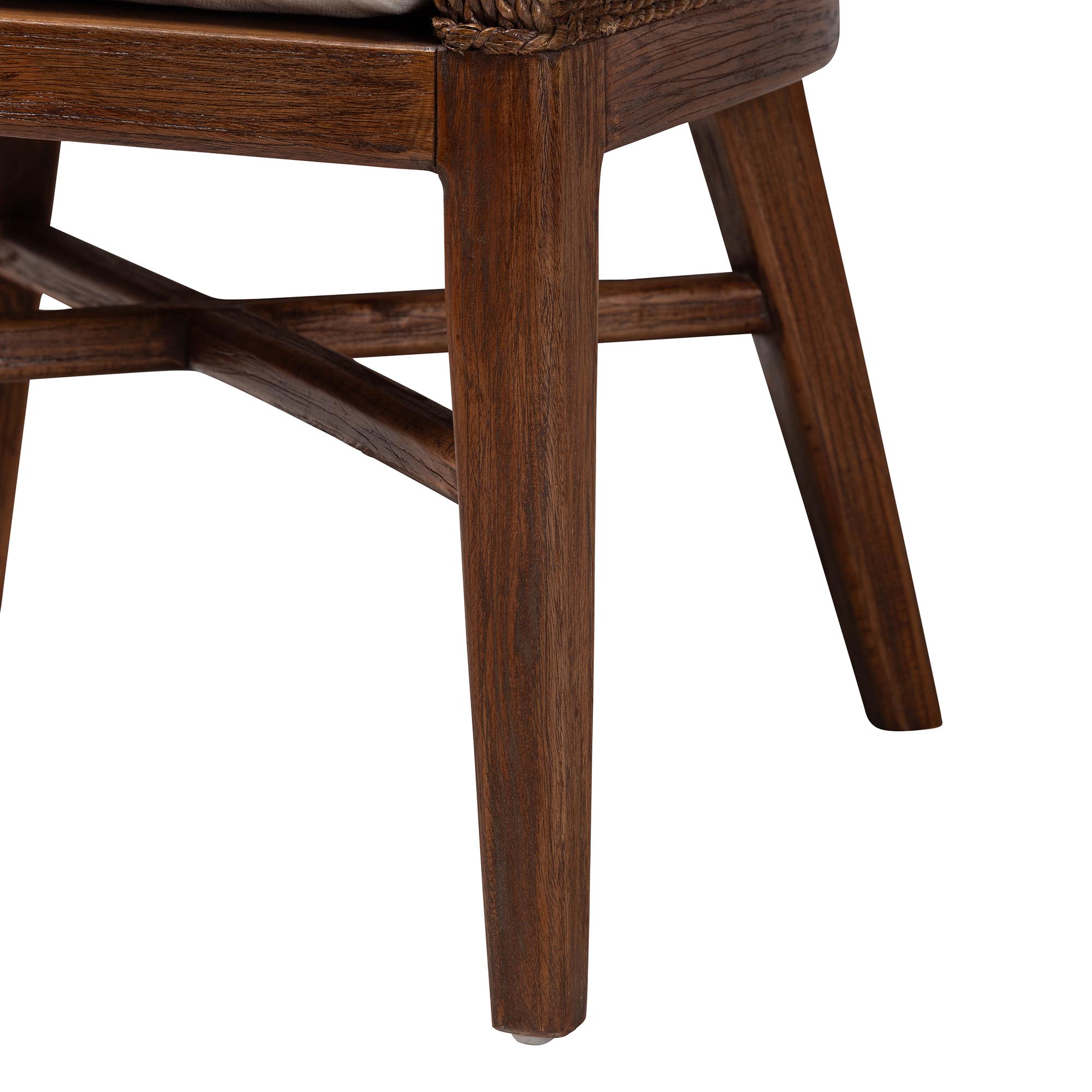 bali & pari Ridley Seagrass Dining Chair with Mahogany Wood Frame - Coastal Accent Chair with Woven Square Back and Cushioned Seat for Dining Room or Kitchen, Brown Wash