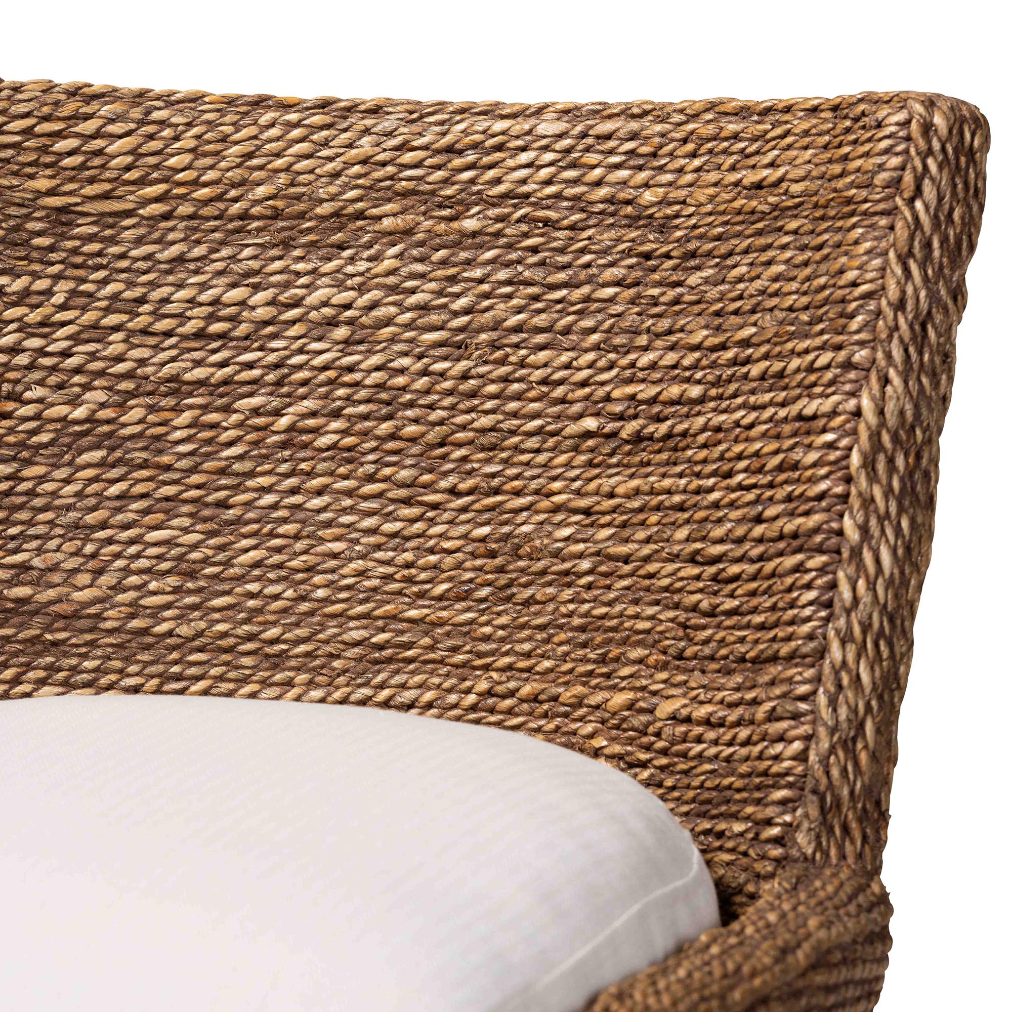 bali & pari Ridley Seagrass Counter Stool with Mahogany Wood Frame - Coastal Seating with Woven Square Back and Cushioned Seat for Kitchen Island or Breakfast Bar, Brown Wash