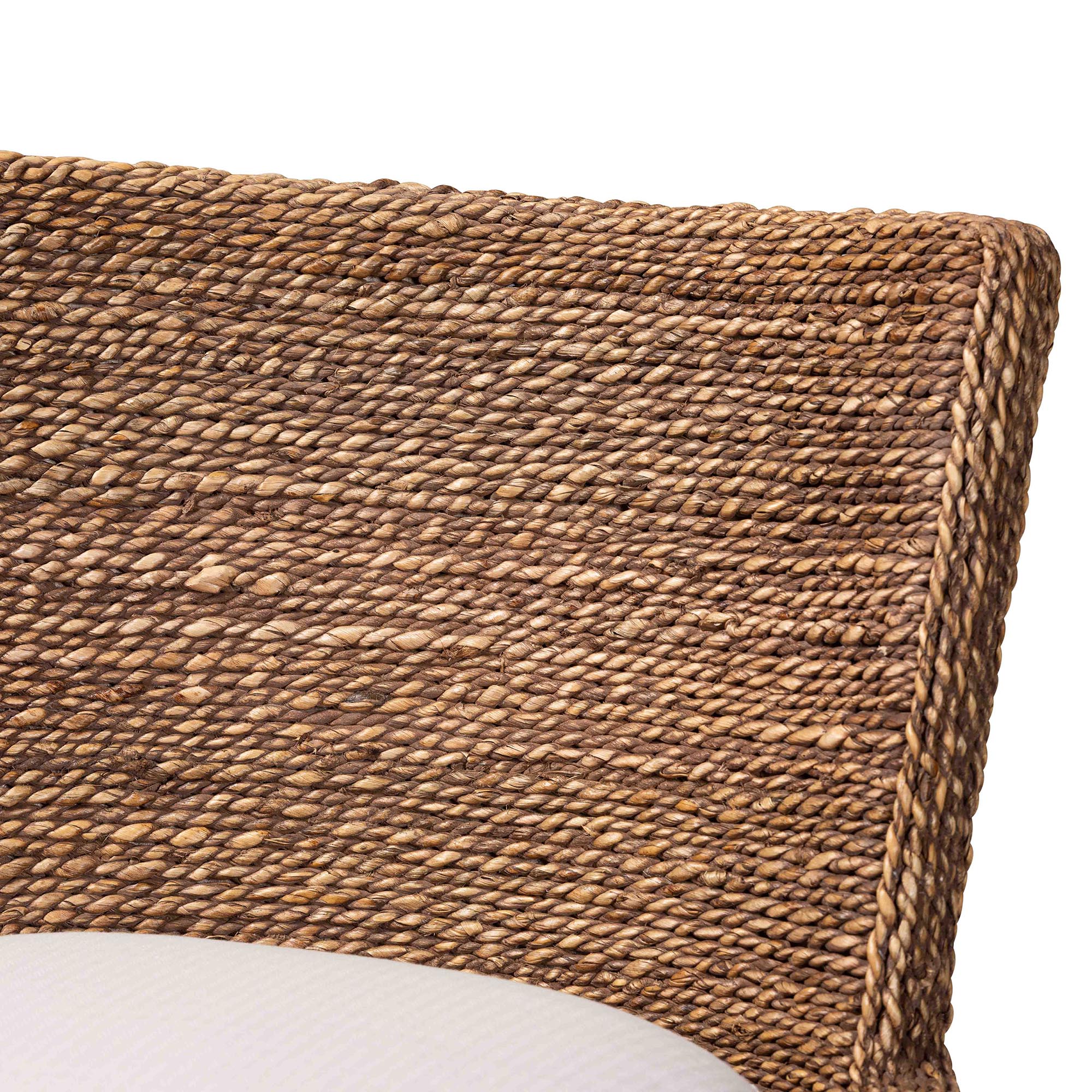 bali & pari Ridley Seagrass Bar Stool with Mahogany Wood Frame - Coastal Seating with Woven Square Back and Cushioned Seat for Bar Island or Lounge, Brown Wash