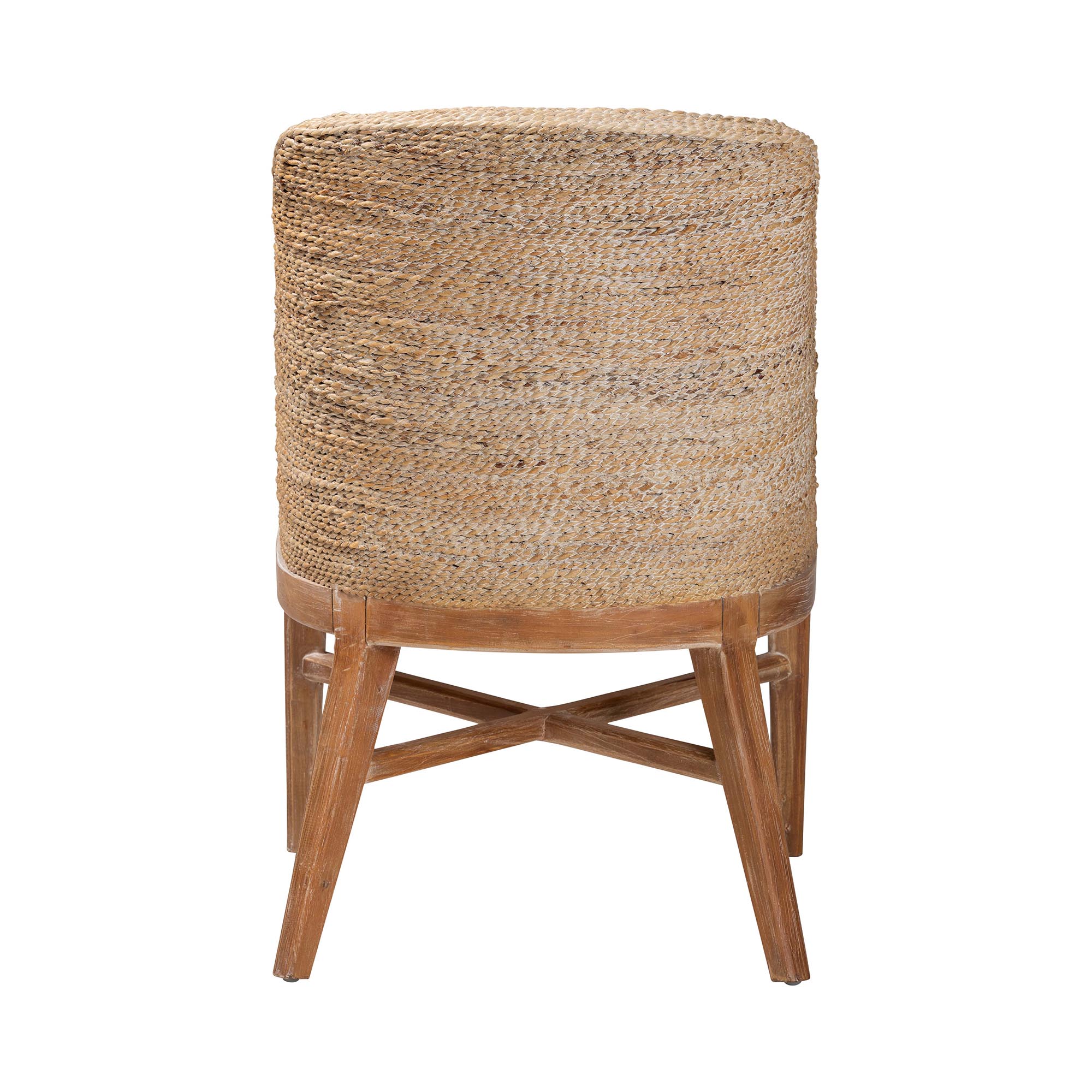 bali & pari Jasper Seagrass Dining Chair with Mahogany Wood Frame - Coastal Accent Chair with Woven Wingback and Cushioned Seat for Dining Room or Kitchen, Whitewash