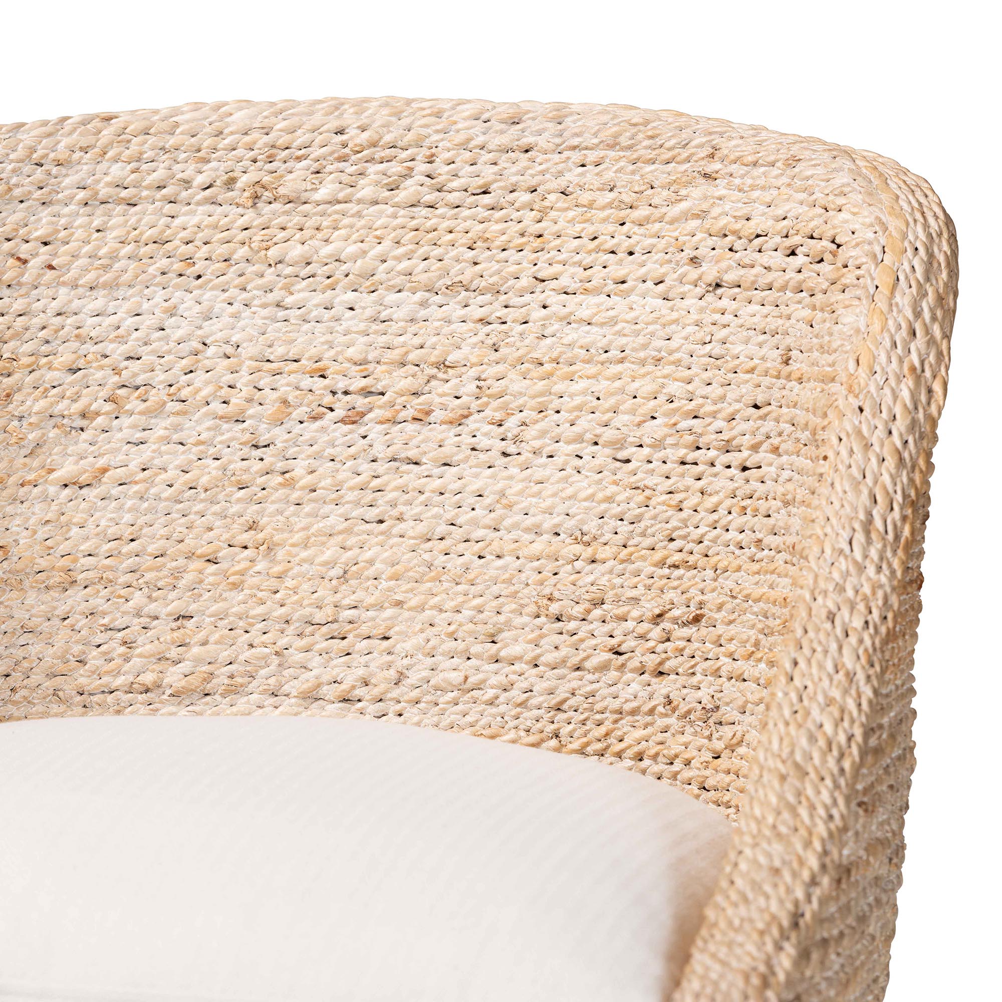 bali & pari Jasper Seagrass Bar Stool with Mahogany Wood Frame - Coastal Seating with Woven Wingback and Cushioned Seat for Bar Island or Lounge, Whitewash