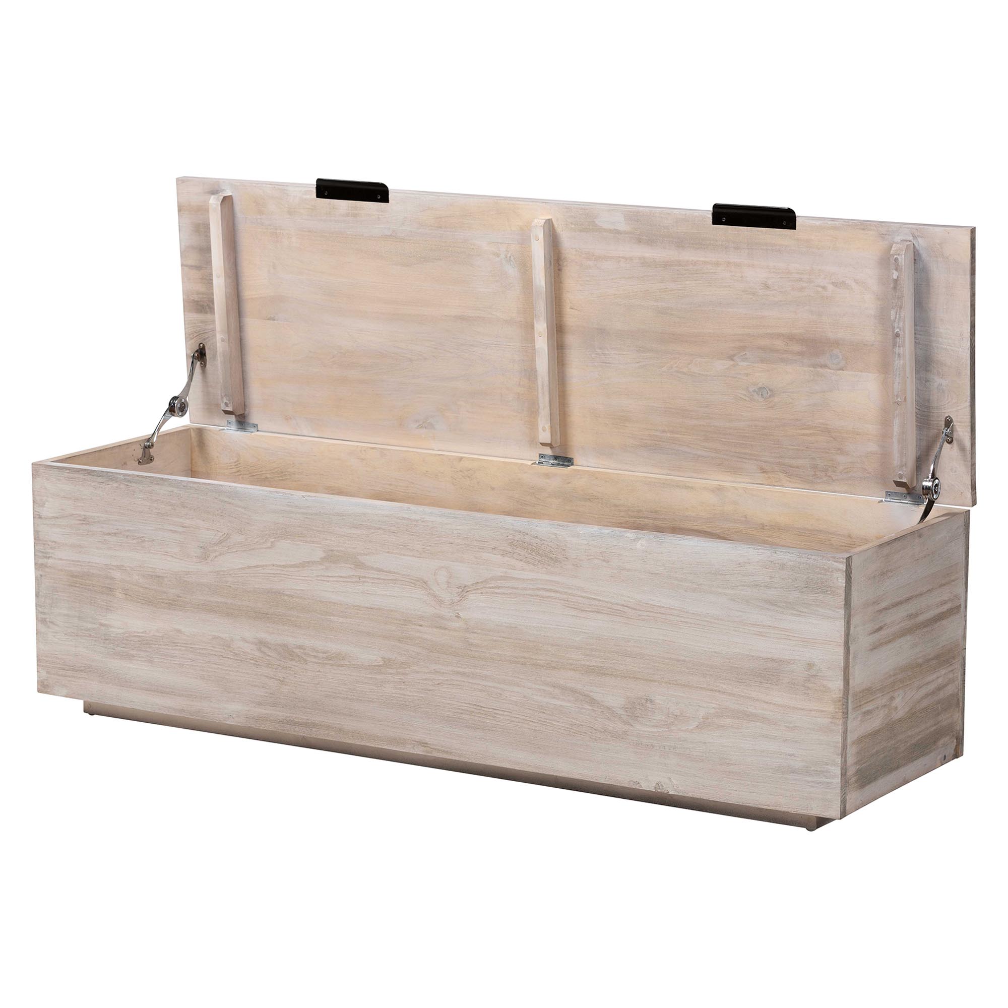 bali & pari Alvaro Wood Storage Trunk with Hinged Lid - Rectangular Blanket Chest and Bedroom Bench with Spacious Interior, Modern Farmhouse Storage Furniture for Entryway, Bedroom, or Living Room