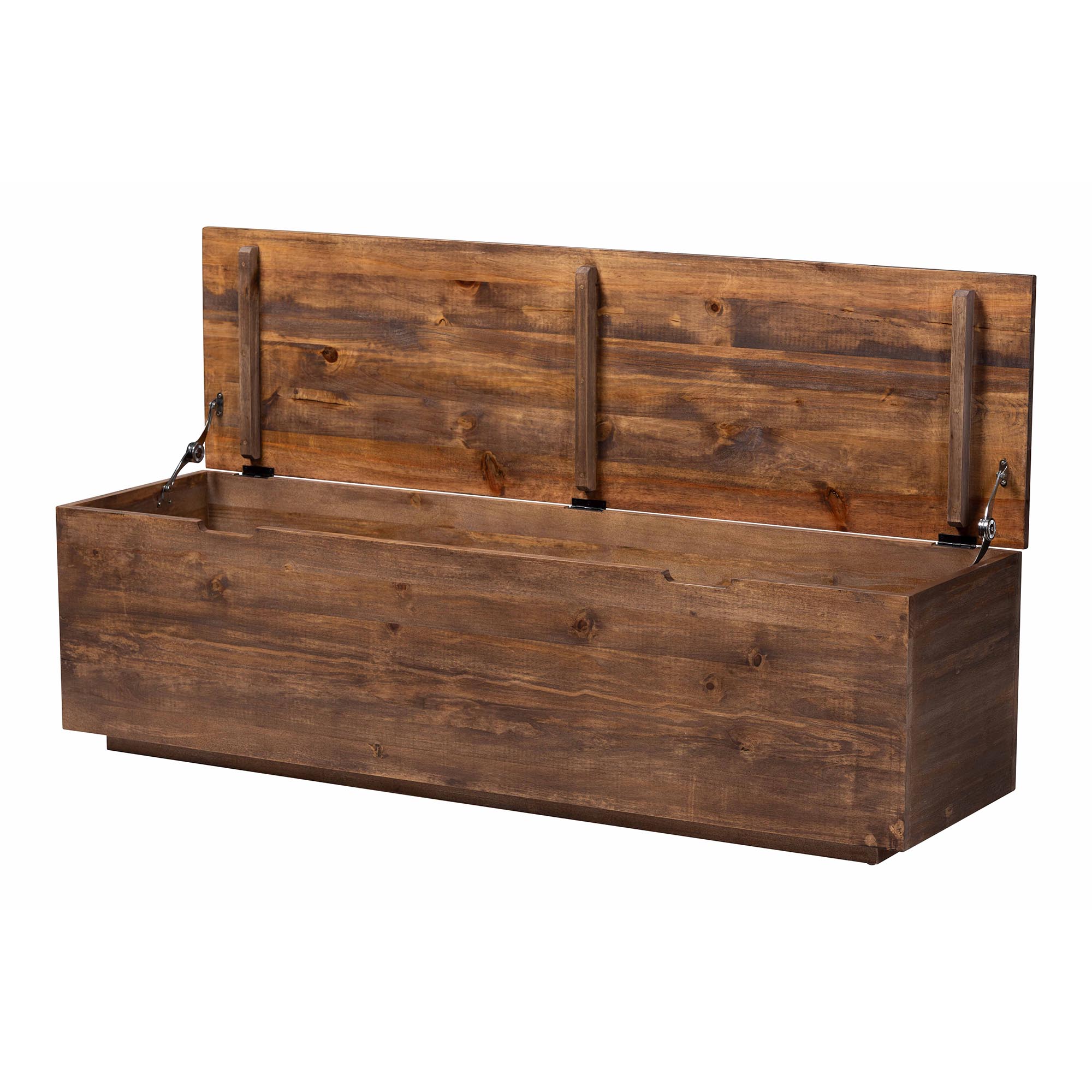bali & pari Alfonso Wood Storage Trunk with Hinged Lid - Rectangular Blanket Chest and Bedroom Bench with Spacious Interior, Modern Farmhouse Storage Furniture for Entryway, Bedroom, or Living Room