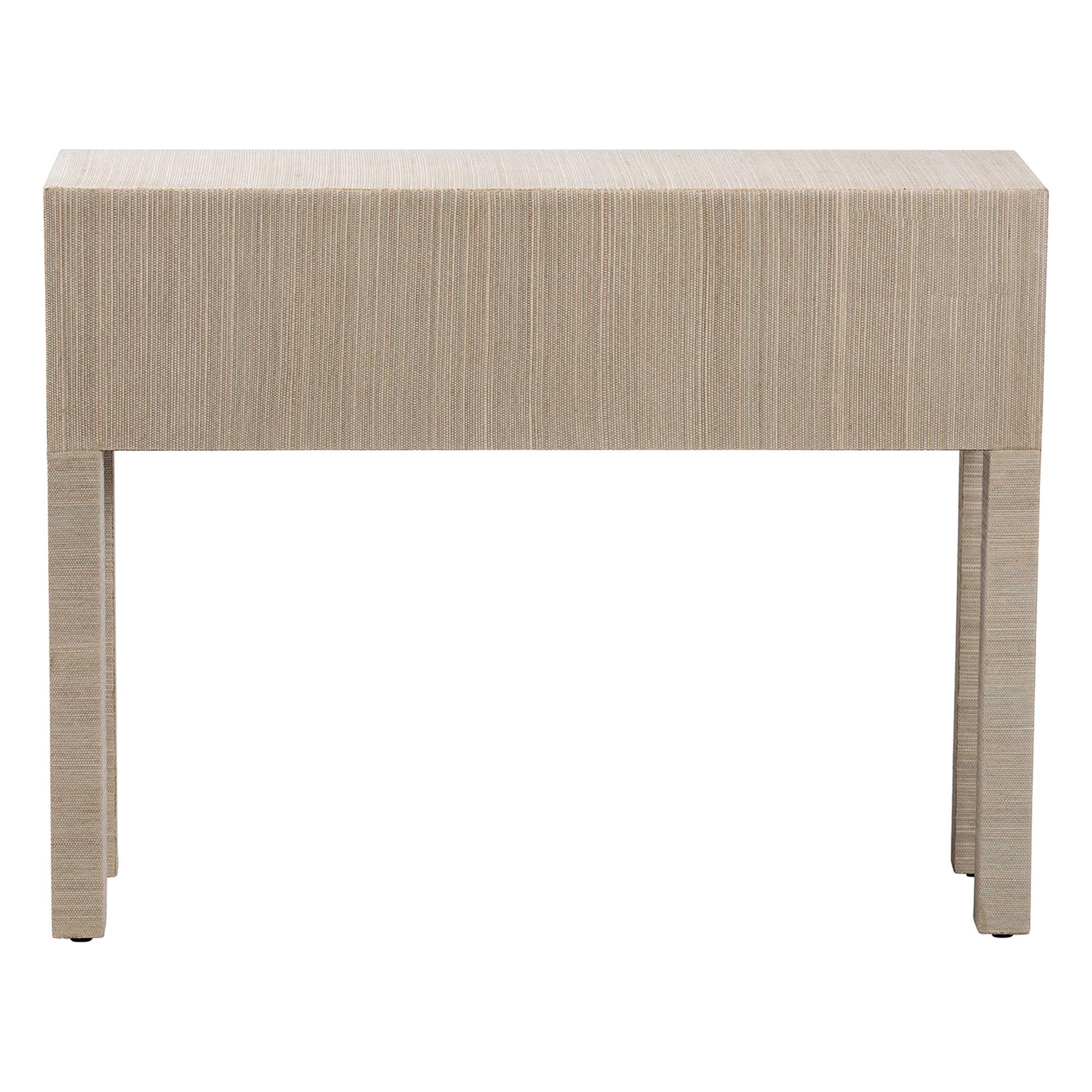 bali & pari Noah Grasscloth 2-Drawer Console Table - Woven Texture Entryway Table with Gold Ring Pulls, Narrow Hallway or Living Room Accent Table, Beige