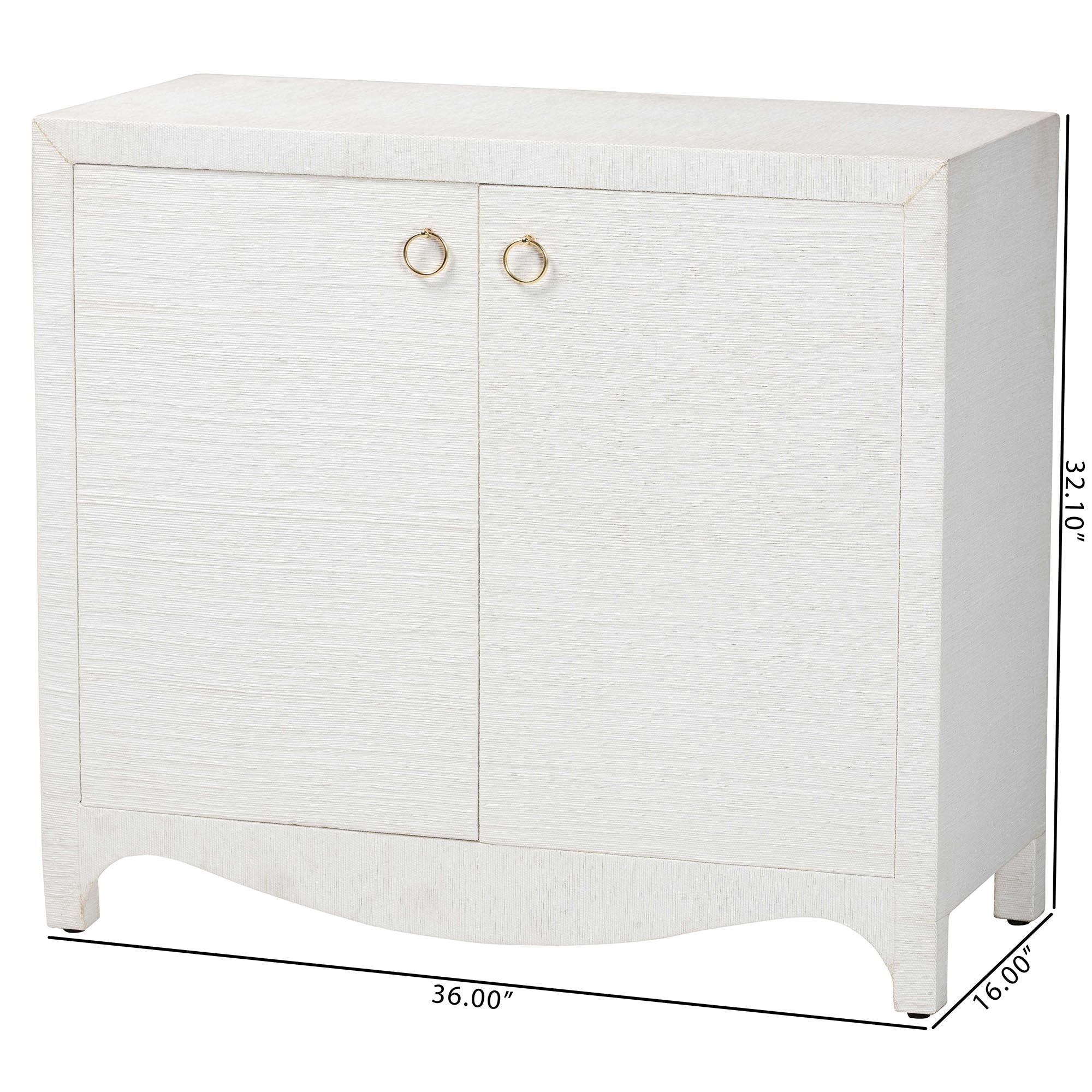 bali & pari Ximena Grasscloth Storage Cabinet - 2-Door Woven Accent Cabinet with Gold Ring Pulls for Living Room, Bedroom, or Entryway