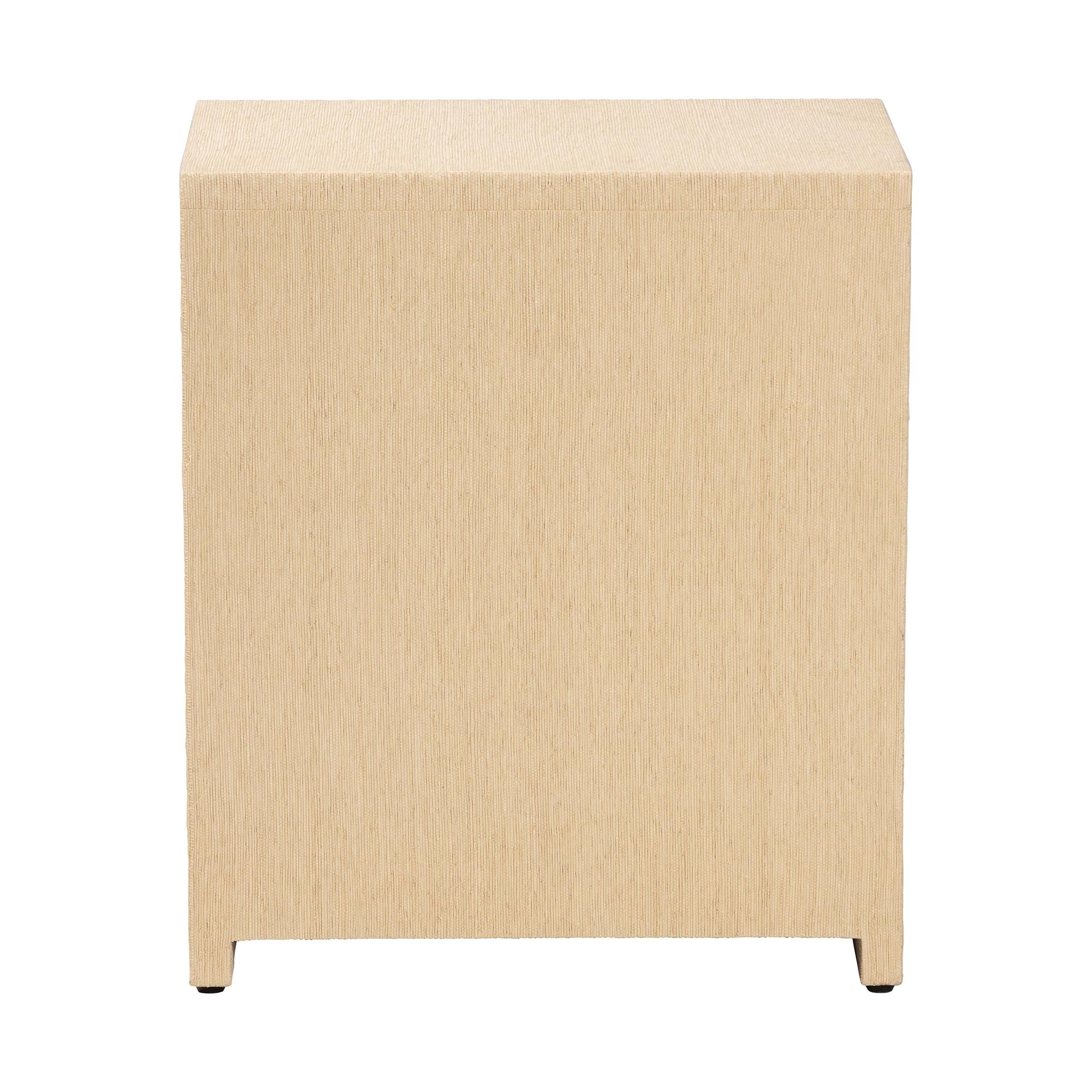 bali & pari William Grasscloth 1-Drawer Nightstand with Open Shelves - Woven Texture Bedside Table with Gold Knob, Modern Coastal Accent Table for Bedroom