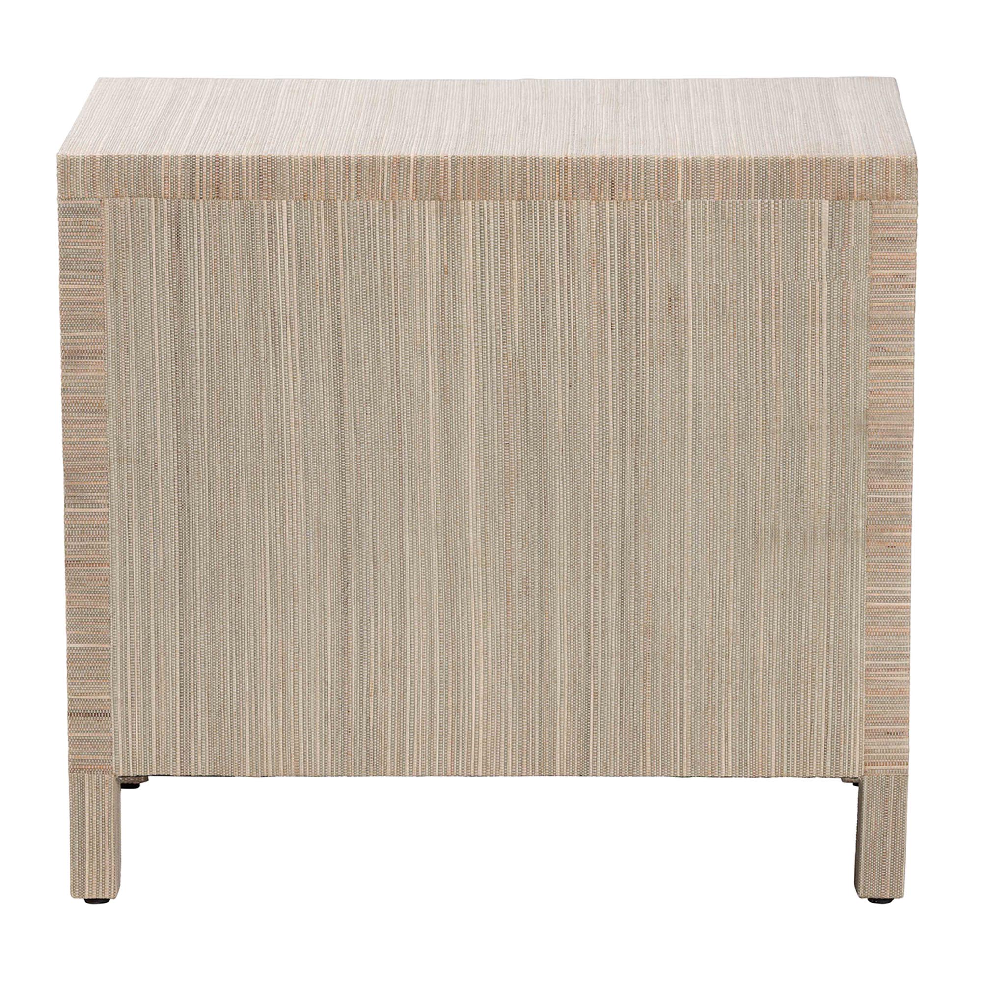 bali & pari Umika Grasscloth Nightstand with Scalloped Base - 3-Drawer Accent Chest with Gold Ring Pulls, Bedroom Storage Table or Side Cabinet