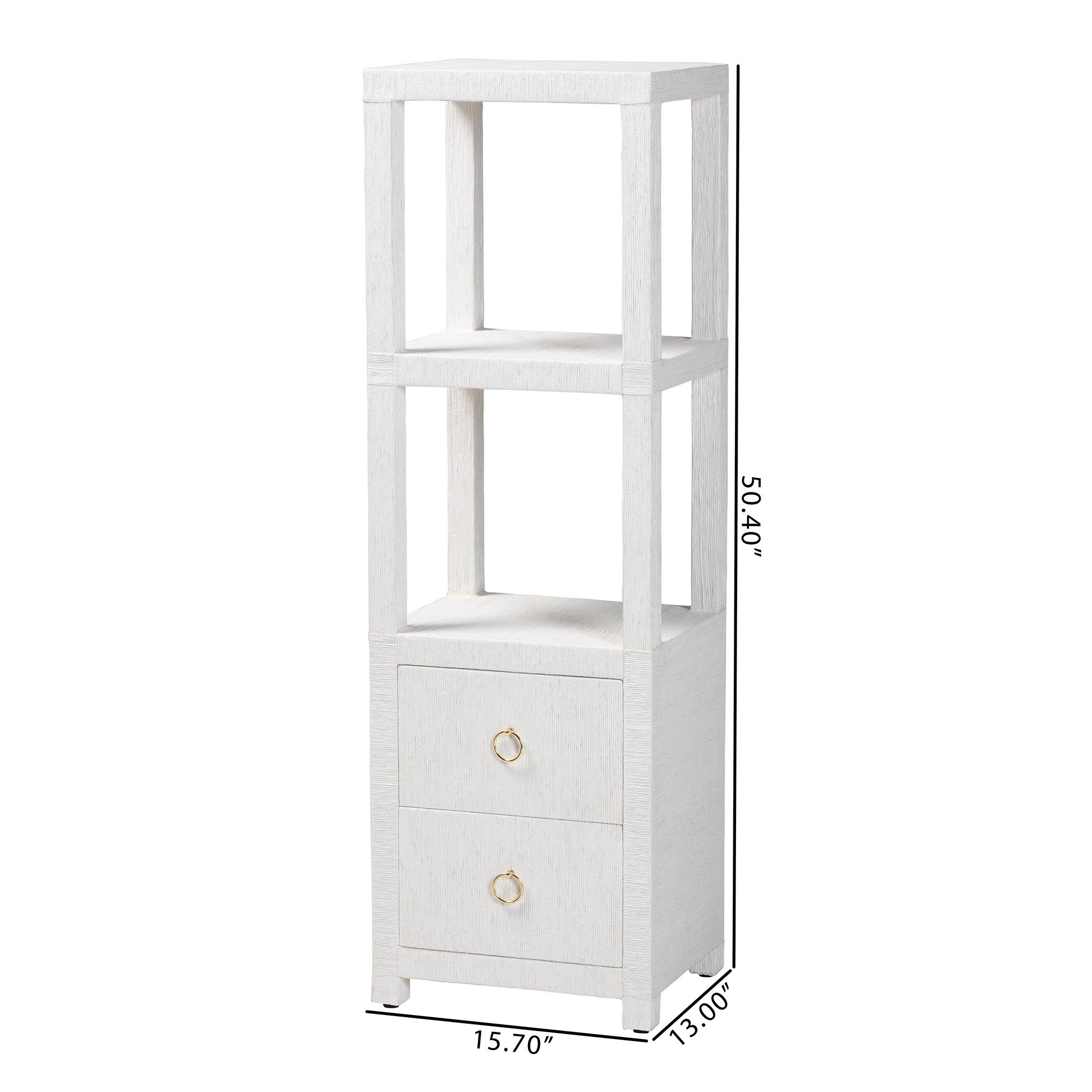 bali & pari Xavier Grasscloth Tall Storage Cabinet - Woven Accent Displaying Tower Bookcase with Open Shelves and Drawers, Space-Saving Organizer for Living Room, Bedroom, or Entryway