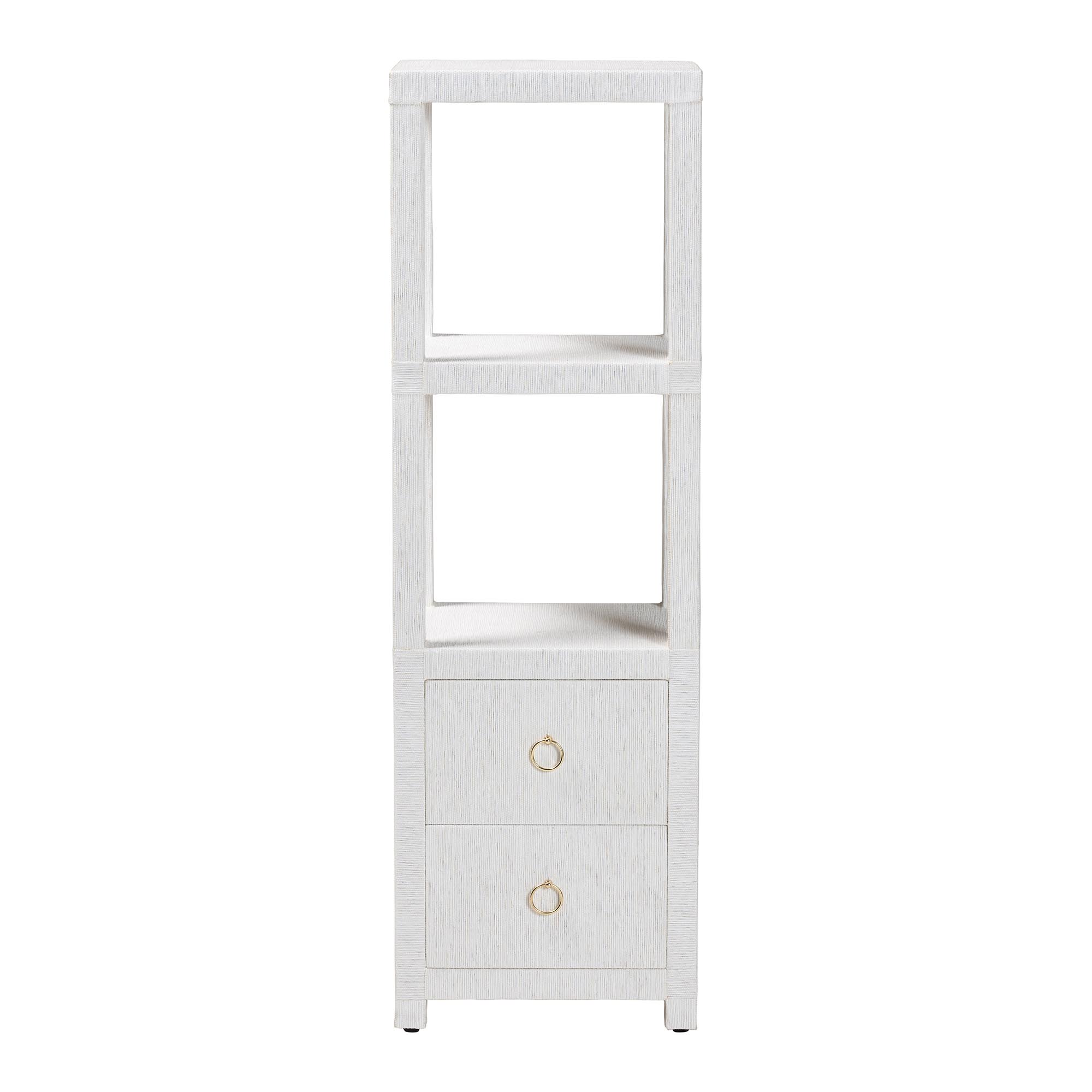 bali & pari Xavier Grasscloth Tall Storage Cabinet - Woven Accent Displaying Tower Bookcase with Open Shelves and Drawers, Space-Saving Organizer for Living Room, Bedroom, or Entryway