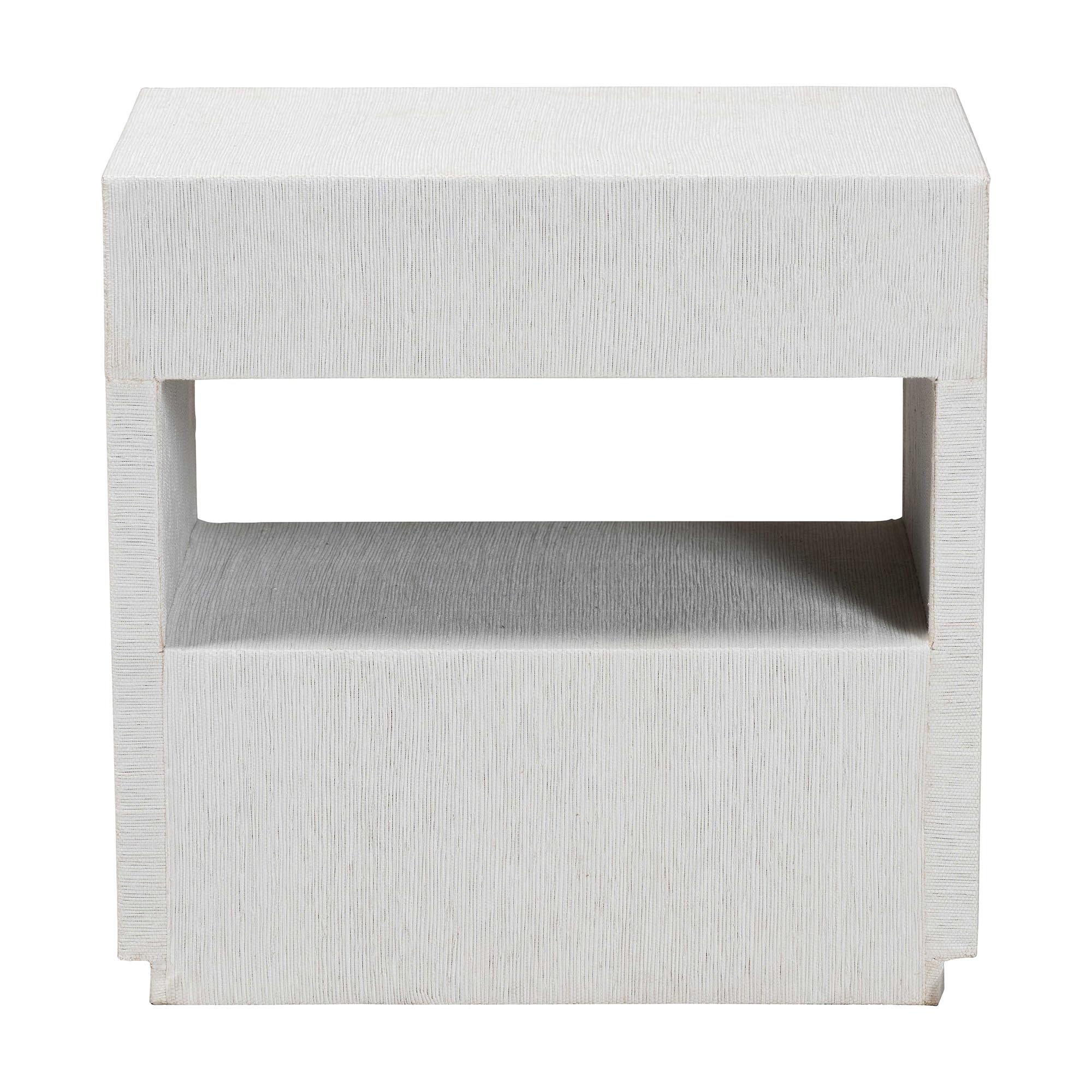 bali & pari Kai Grasscloth End Table - 2-Drawer Accent Table or Nightstand with Open Shelf, Handwoven Decor for Bedroom or Living Room