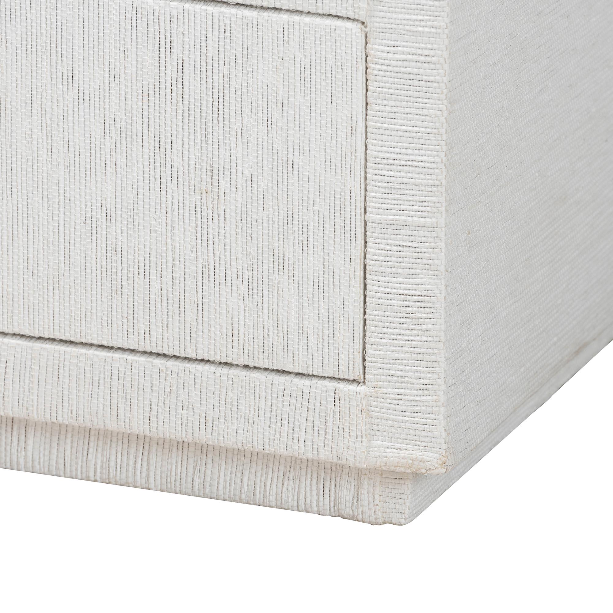 bali & pari Kai Grasscloth End Table - 2-Drawer Accent Table or Nightstand with Open Shelf, Handwoven Decor for Bedroom or Living Room