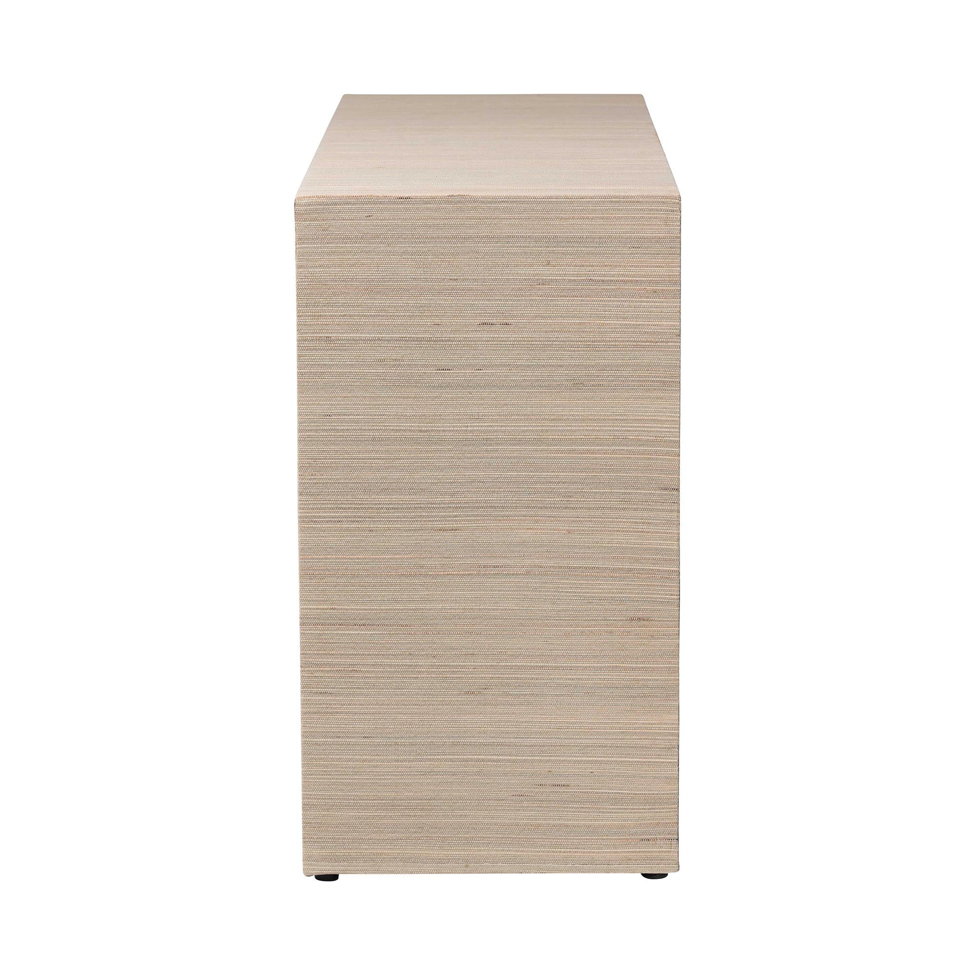 bali & pari Sage Natural Grasscloth Dresser - 6-Drawer Bedroom Storage Cabinet with Gold Ring Pulls, Modern Coastal Chest of Drawers