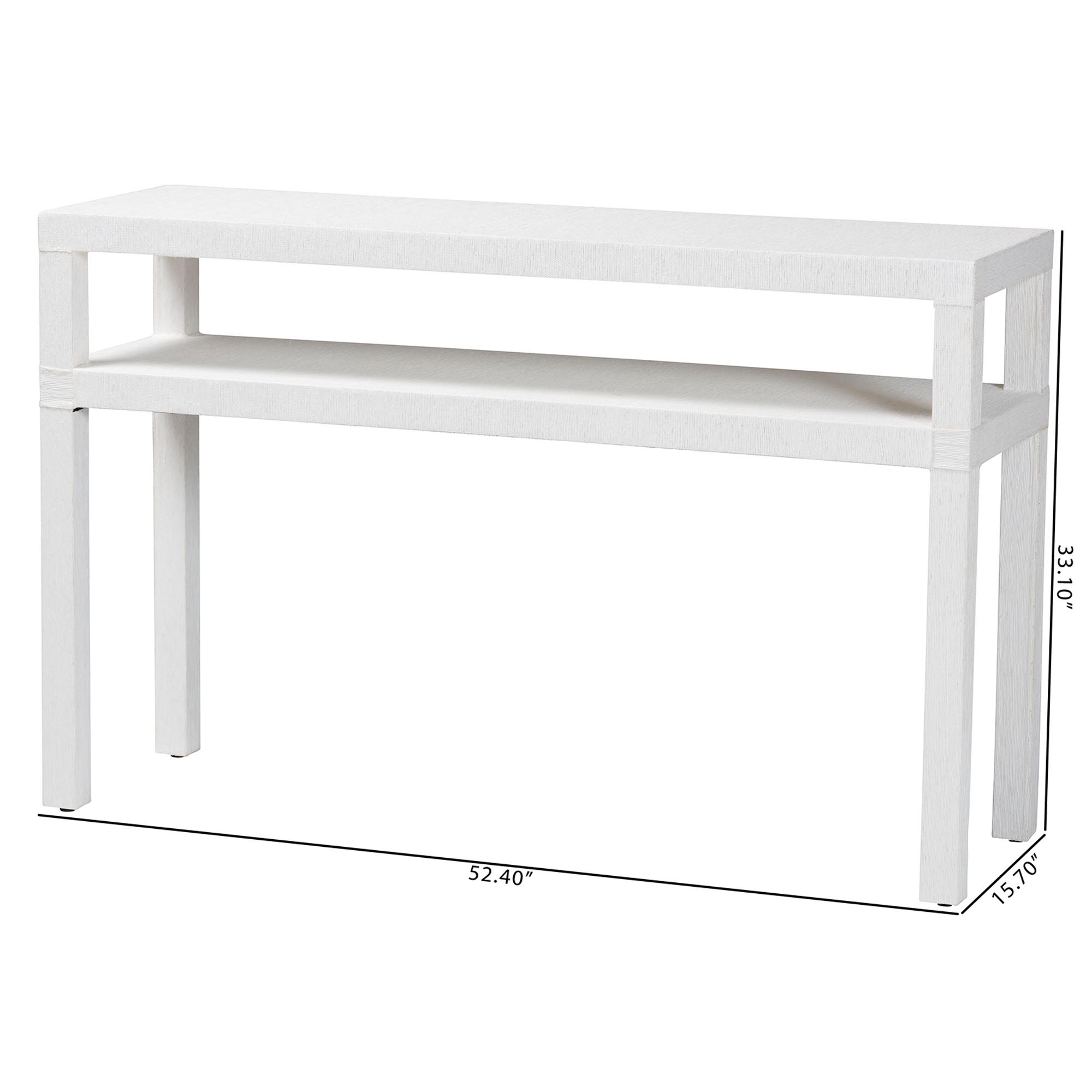 bali & pari Gale Natural Grasscloth Console Table - Two-Tier Entryway Table with Open Shelf, Modern Coastal Accent Table for Living Room or Hallway