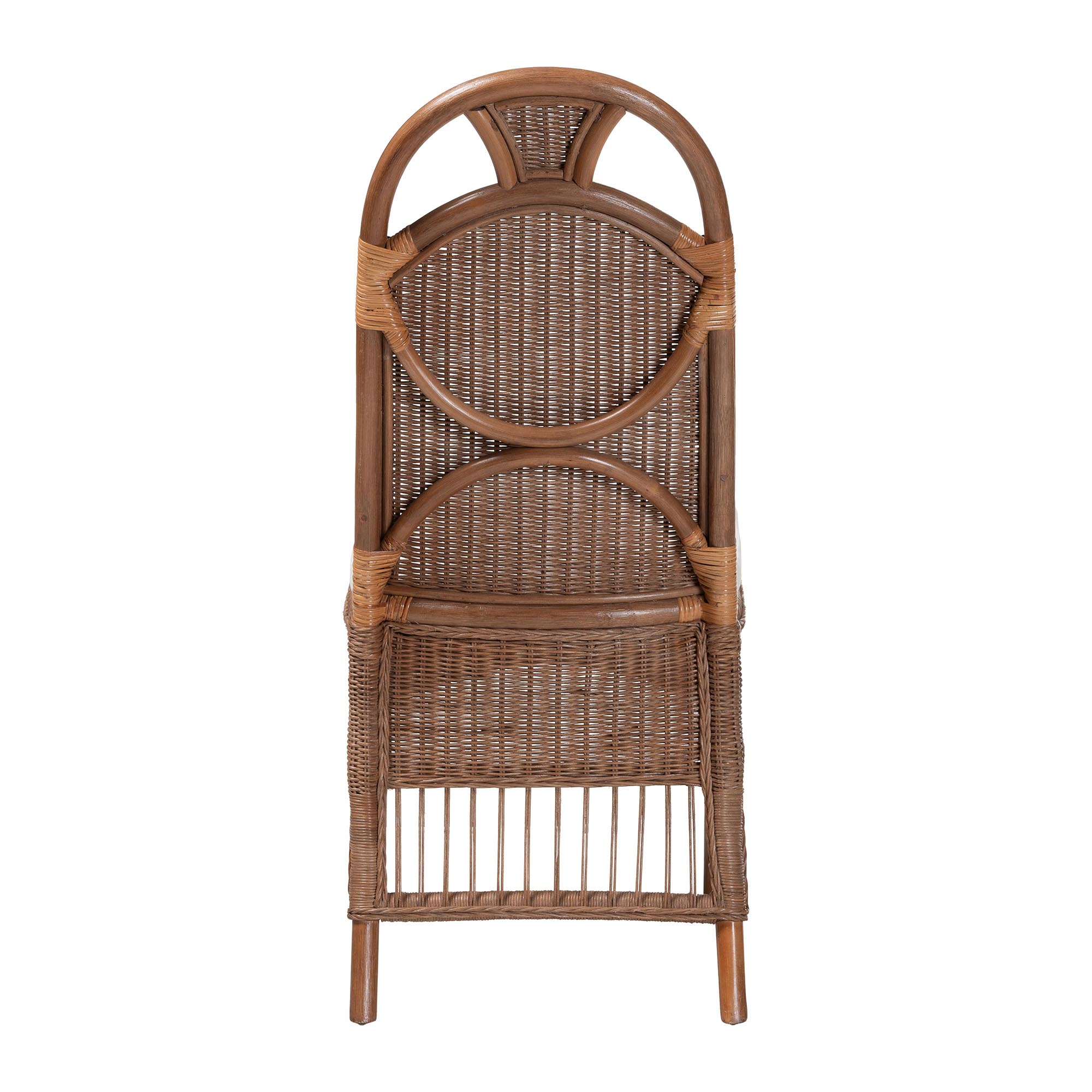 bali & pari Raya Natural Rattan Dining Chair - Handcrafted Wicker Accent Chair with High Arched Back and Cushioned Seat, Boho Coastal Seating for Dining Room or Kitchen