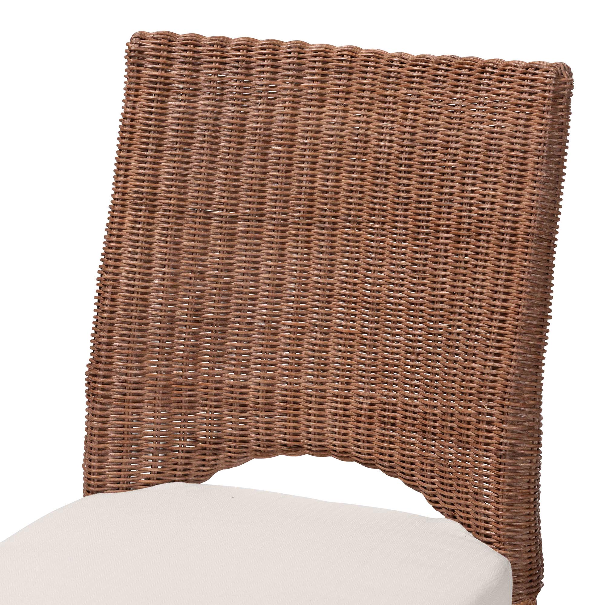 bali & pari Rivan Natural Rattan Dining Chair - Handcrafted Wicker Accent Chair with Woven Back and Cushioned Seat, Boho Coastal Seating for Dining Room or Kitchen