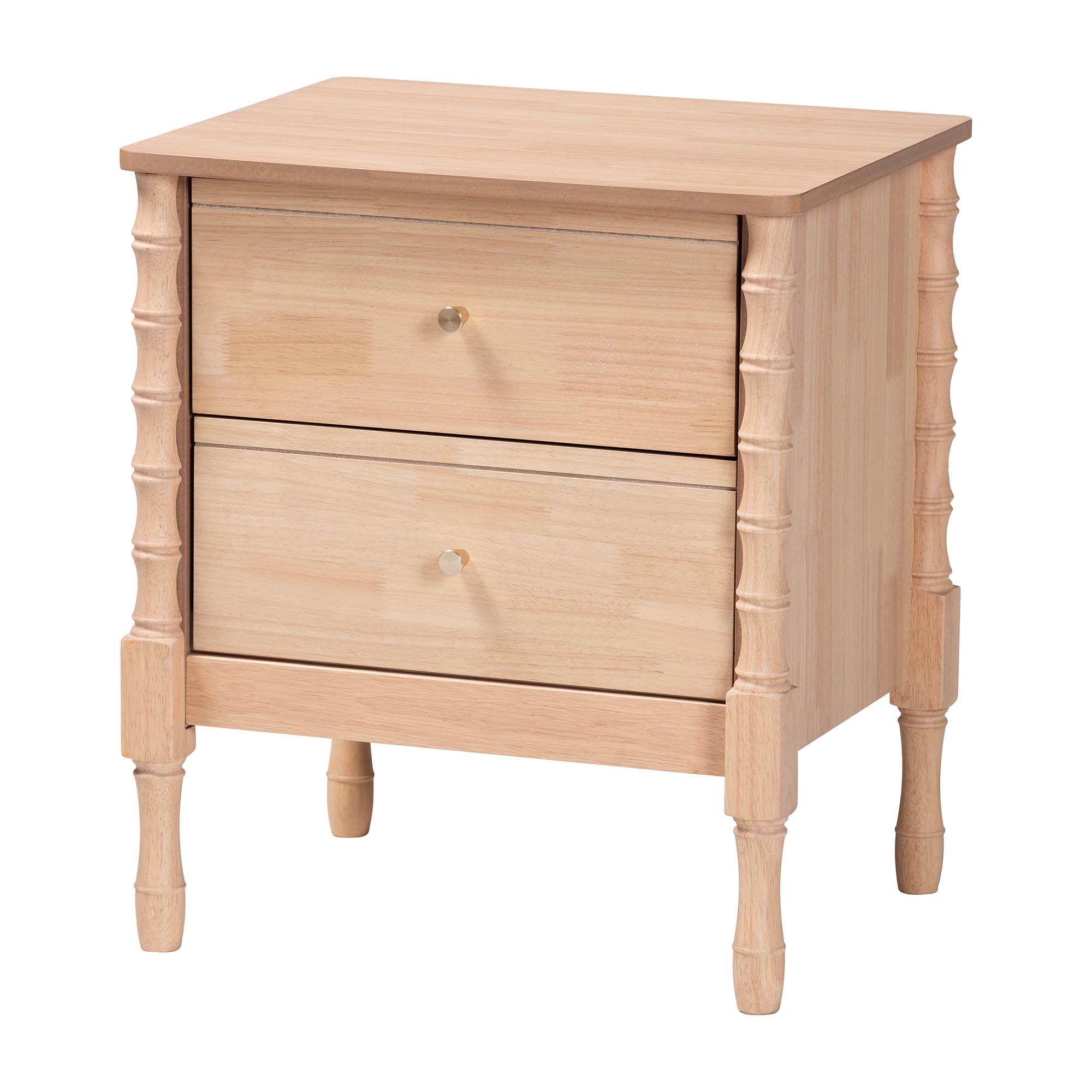 Baxton Studio Laurent Bamboo-Style 4-Piece Bedroom Set - Spindle Platform Bed with Matching Dresser, Chest, and Nightstand, Cottage Farmhouse Style, Queen