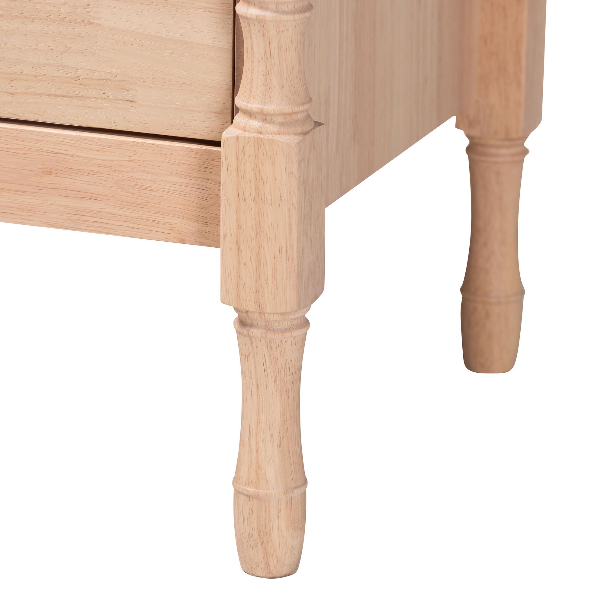 Baxton Studio Laurent Bamboo-Style 4-Piece Bedroom Set - Spindle Platform Bed with Matching Dresser, Chest, and Nightstand, Cottage Farmhouse Style, Queen