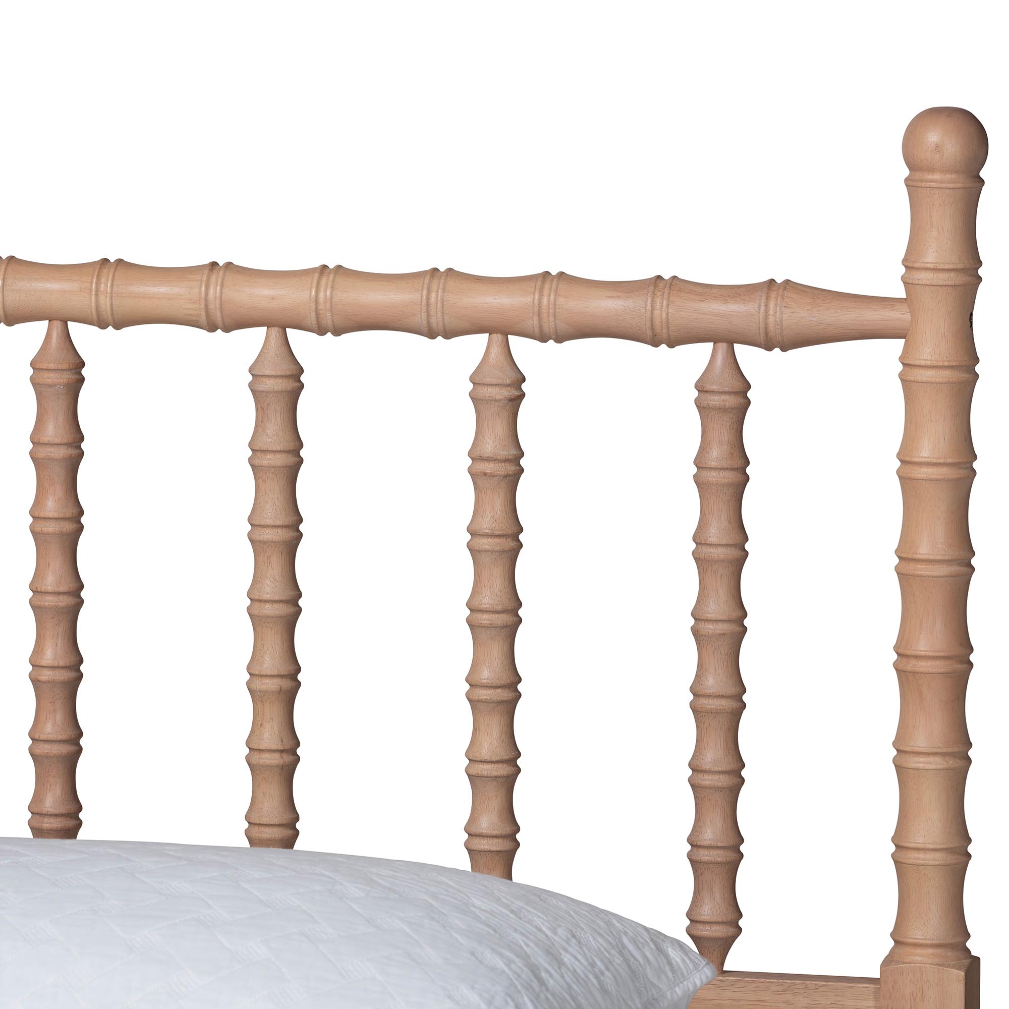 Baxton Studio Laurent Bamboo-Style 4-Piece Bedroom Set - Spindle Platform Bed with Matching Dresser, Chest, and Nightstand, Cottage Farmhouse Style, Queen