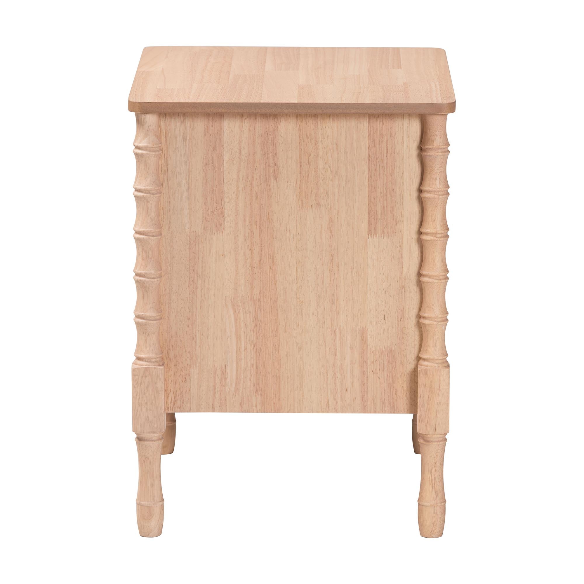 Baxton Studio Laurent Nightstand - 2-Drawer Bedside Table with Bamboo-Style Turned Legs, Cottage Farmhouse End Table for Bedroom