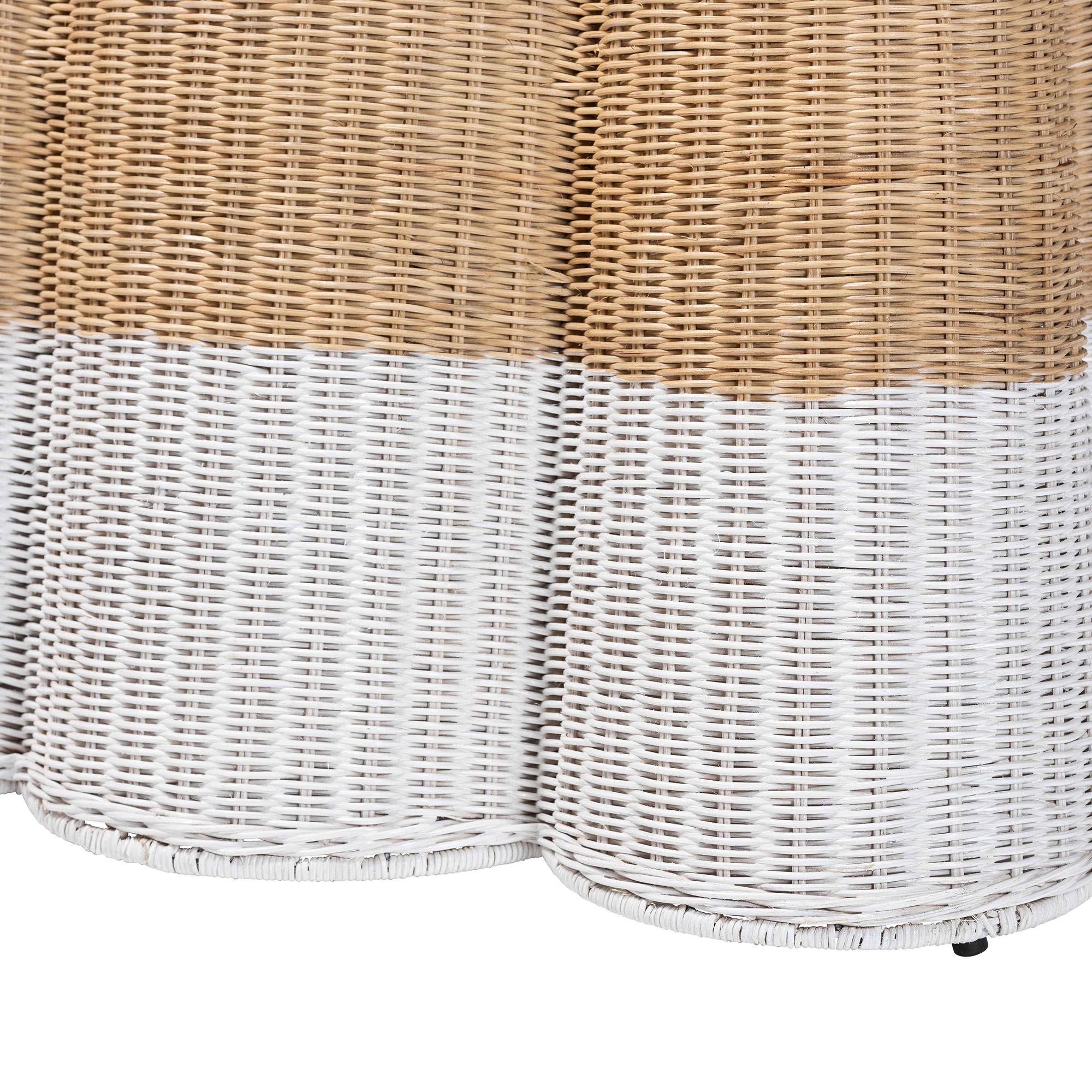 bali & pari Palm Scallop Natural Rattan Console Table - Handwoven Wicker Accent Table, Coastal & Boho Decor, Rectangle 54", Two-Tone White/Natural