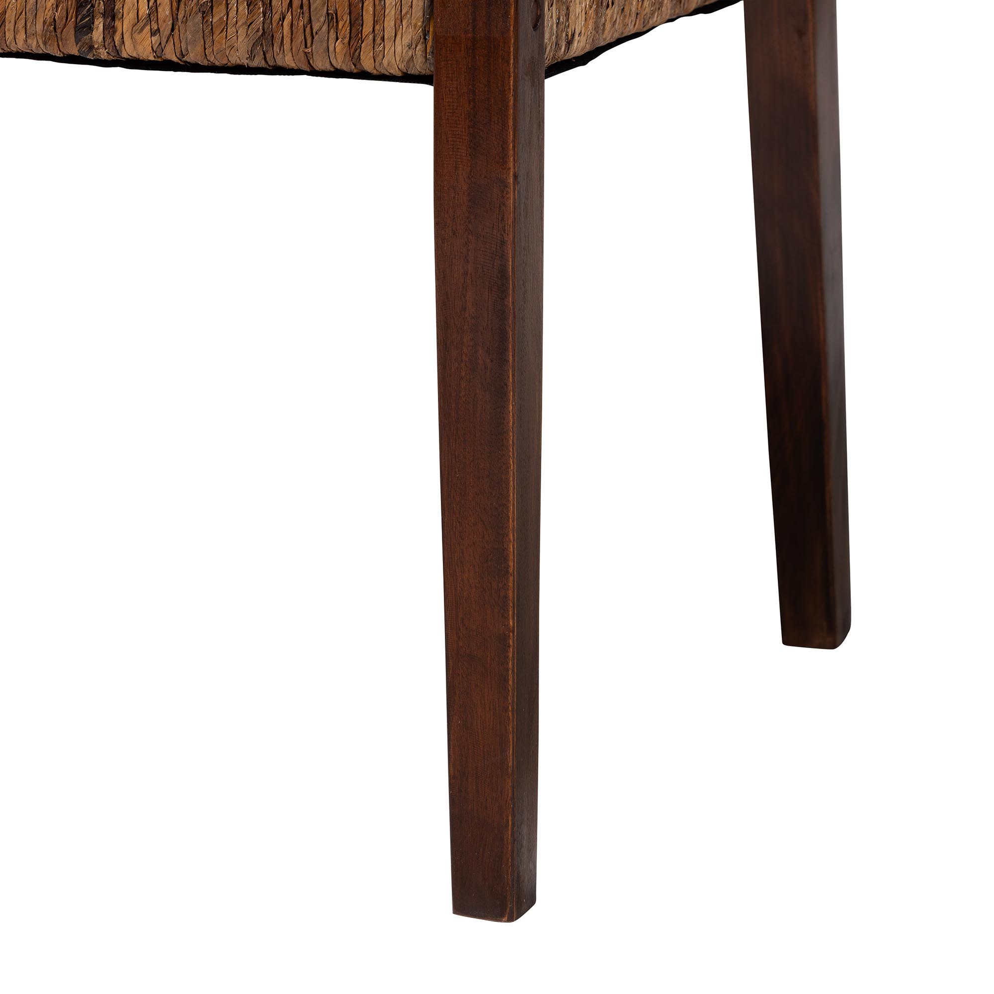 bali & pari Cordoba 2-Piece Handwoven Seagrass Armchairs - Solid Mango Wood Frame Dining Chair with Woven Seat and Backrest, Rustic Boho Style Kitchen or Dining Room Seating, Dark Brown