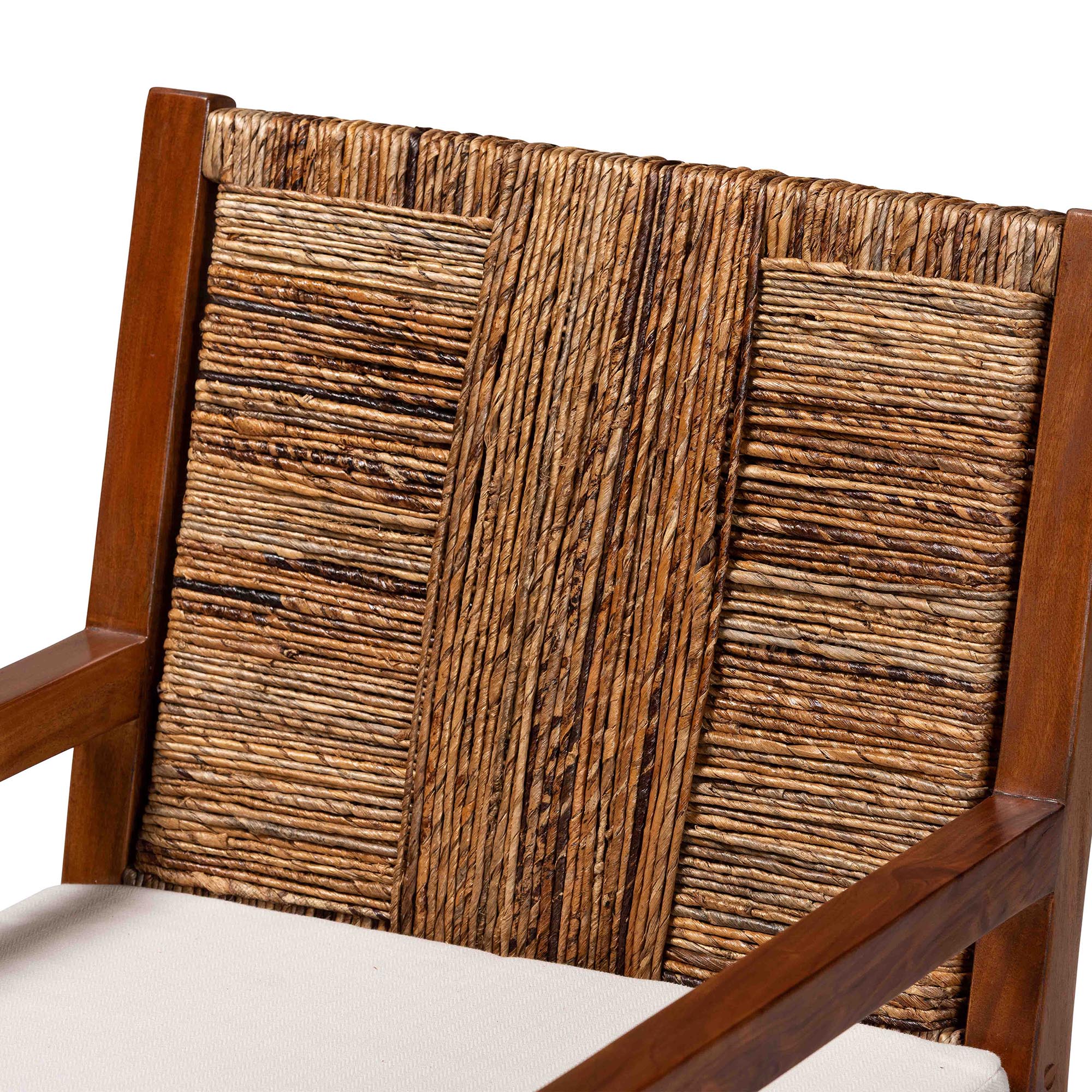 bali & pari Chabela 2-Piece Handwoven Seagrass Armchairs - Solid Mango Wood Frame Dining Chair with Woven Seat and Backrest, Rustic Boho Style Kitchen or Dining Room Seating, Medium Brown