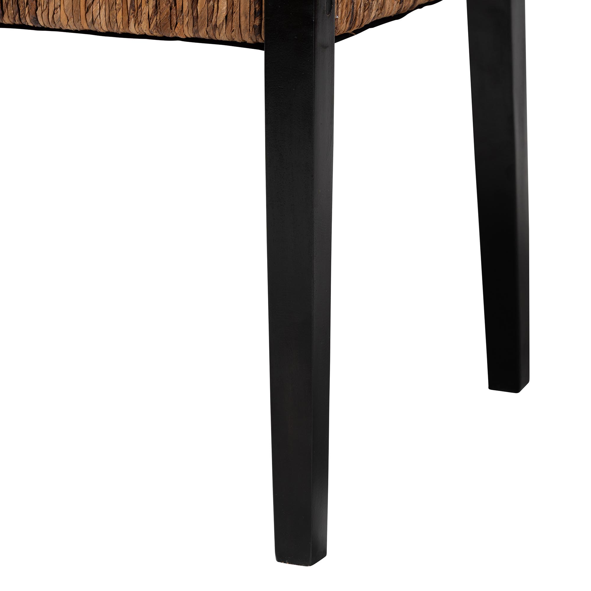 bali & pari Raniya 2-Piece Handwoven Seagrass Armchairs - Solid Mango Wood Frame Dining Chair with Woven Seat and Backrest, Rustic Boho Style Kitchen or Dining Room Seating, Black