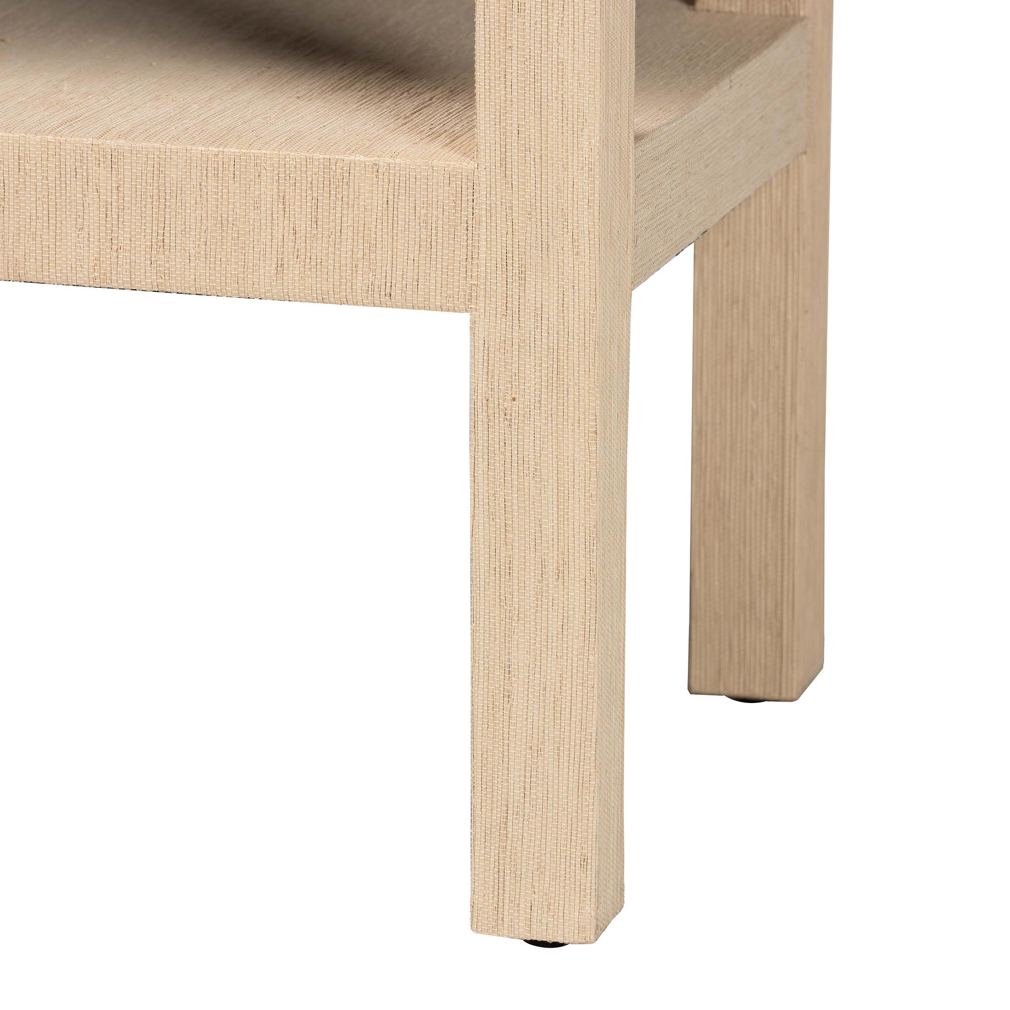 bali & pari Mason Natural Grasscloth Console Table - Two-Tier Entryway Table with Scalloped Apron, Modern Coastal Accent Table for Living Room or Hallway