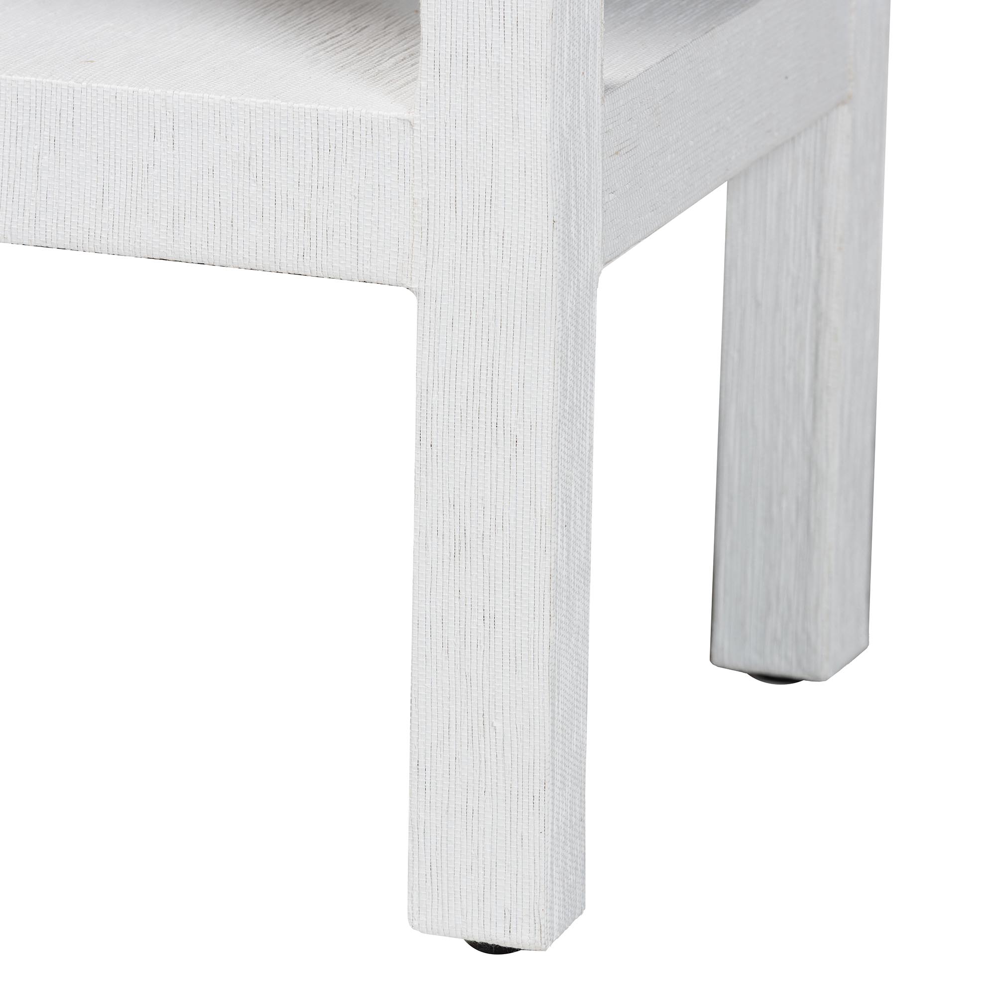 bali & pari Nolan Natural Grasscloth Console Table - Two-Tier Entryway Table with Scalloped Apron, Modern Coastal Accent Table for Living Room or Hallway