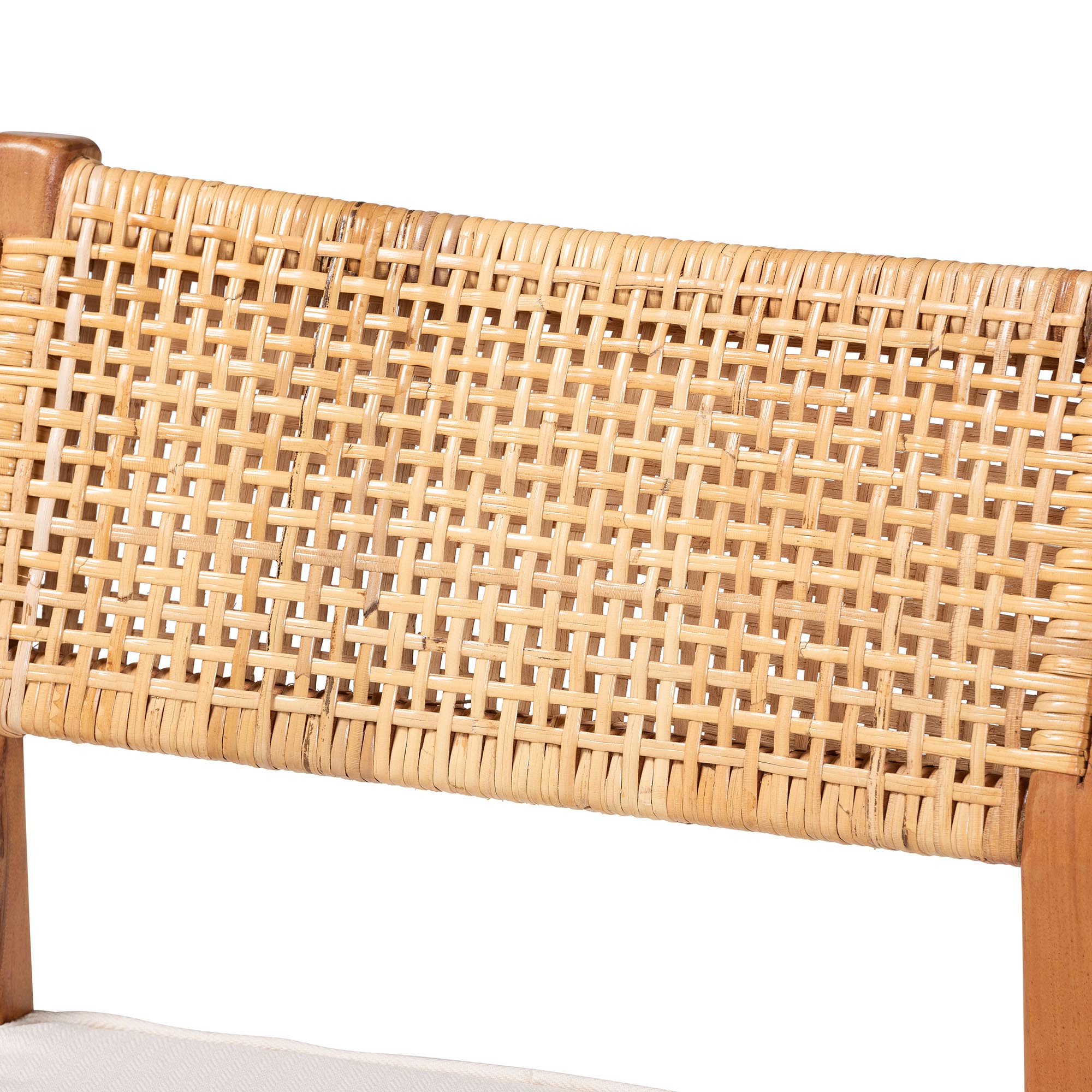 bali & pari Chatura Natural Rattan and Mahogany Wood 2-Piece Dining Side Chair Set - Handwoven Wicker Dining Chair with Angled Back, Coastal Boho Seating for Dining or Kitchen
