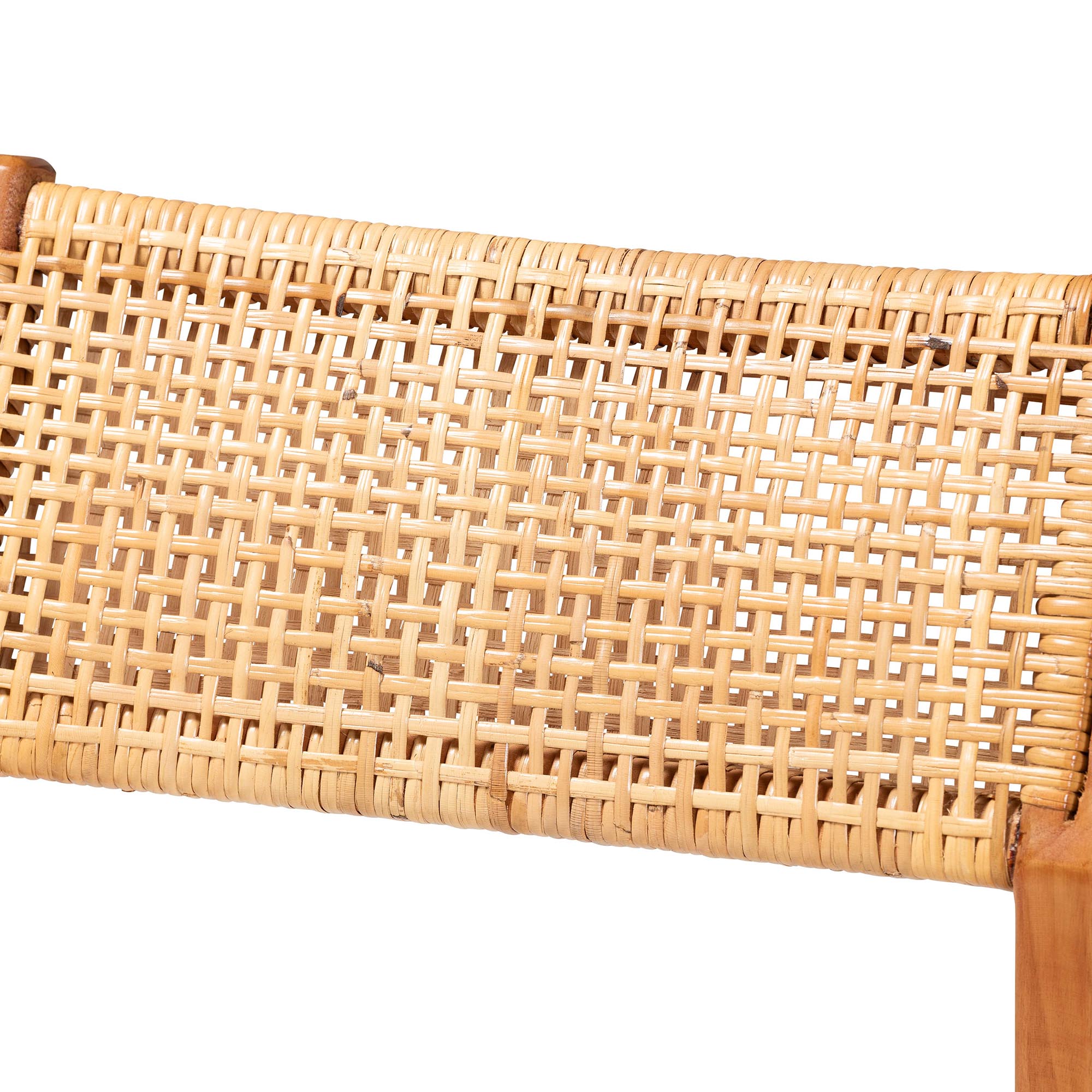 bali & pari Chatura Natural Rattan and Mahogany Wood 2-Piece Counter Stool Set - Handwoven Wicker Stool with Angled Back, Coastal Boho Seating for Kitchen Island, Counter Height