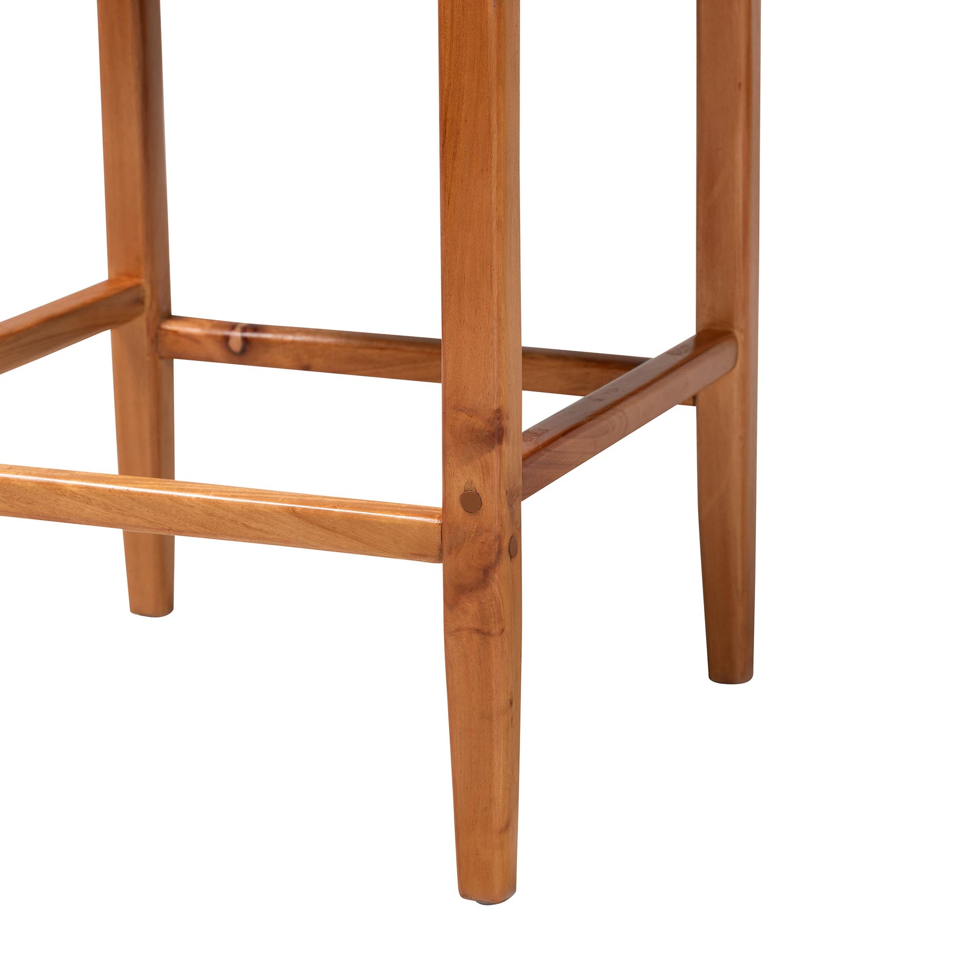 bali & pari Chatura Natural Rattan and Mahogany Wood 2-Piece Counter Stool Set - Handwoven Wicker Stool with Angled Back, Coastal Boho Seating for Kitchen Island, Counter Height