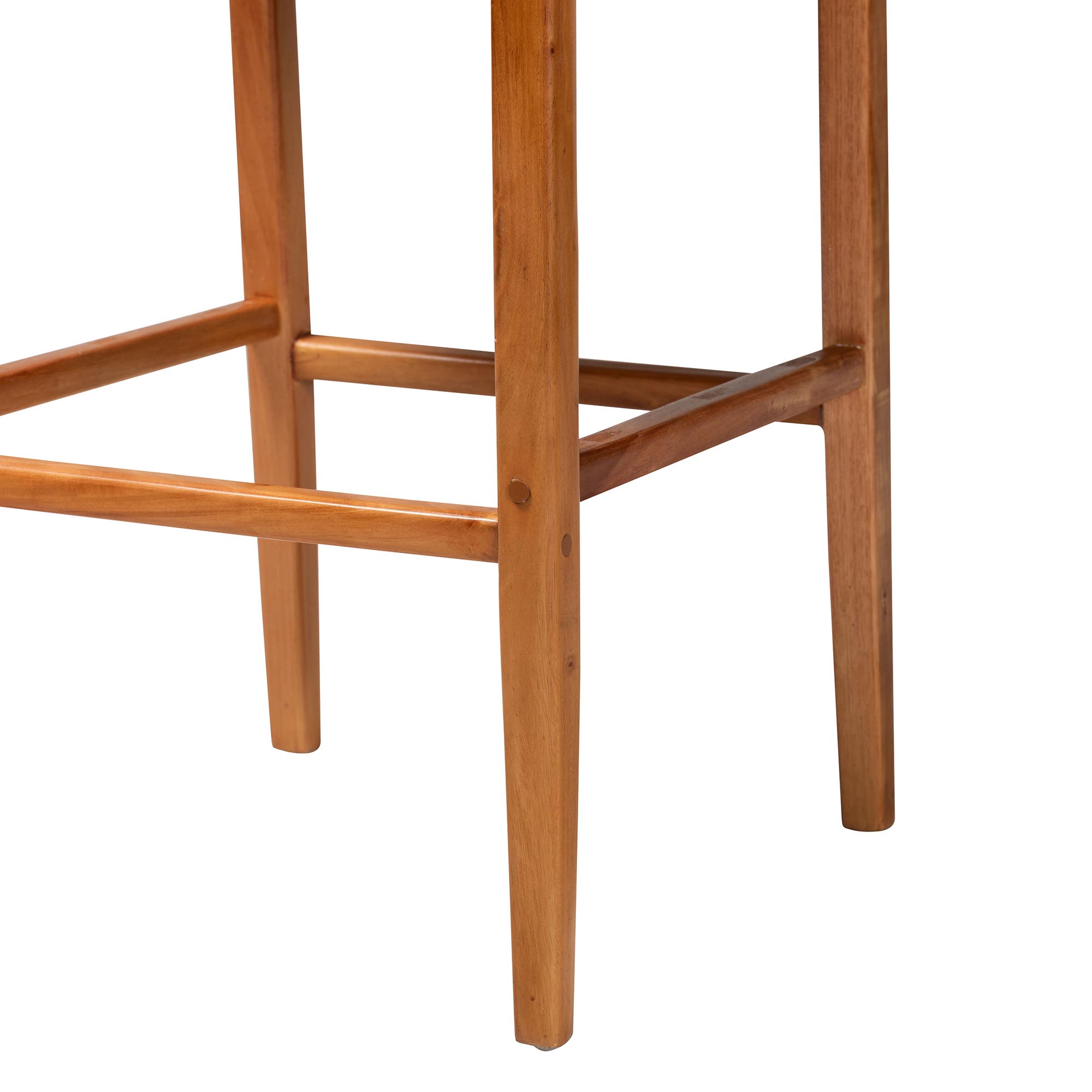 bali & pari Chatura Natural Rattan and Mahogany Wood 2-Piece Bar Stool Set - Handwoven Wicker Stool with Angled Back, Coastal Boho Seating for Lounge, Bar Height