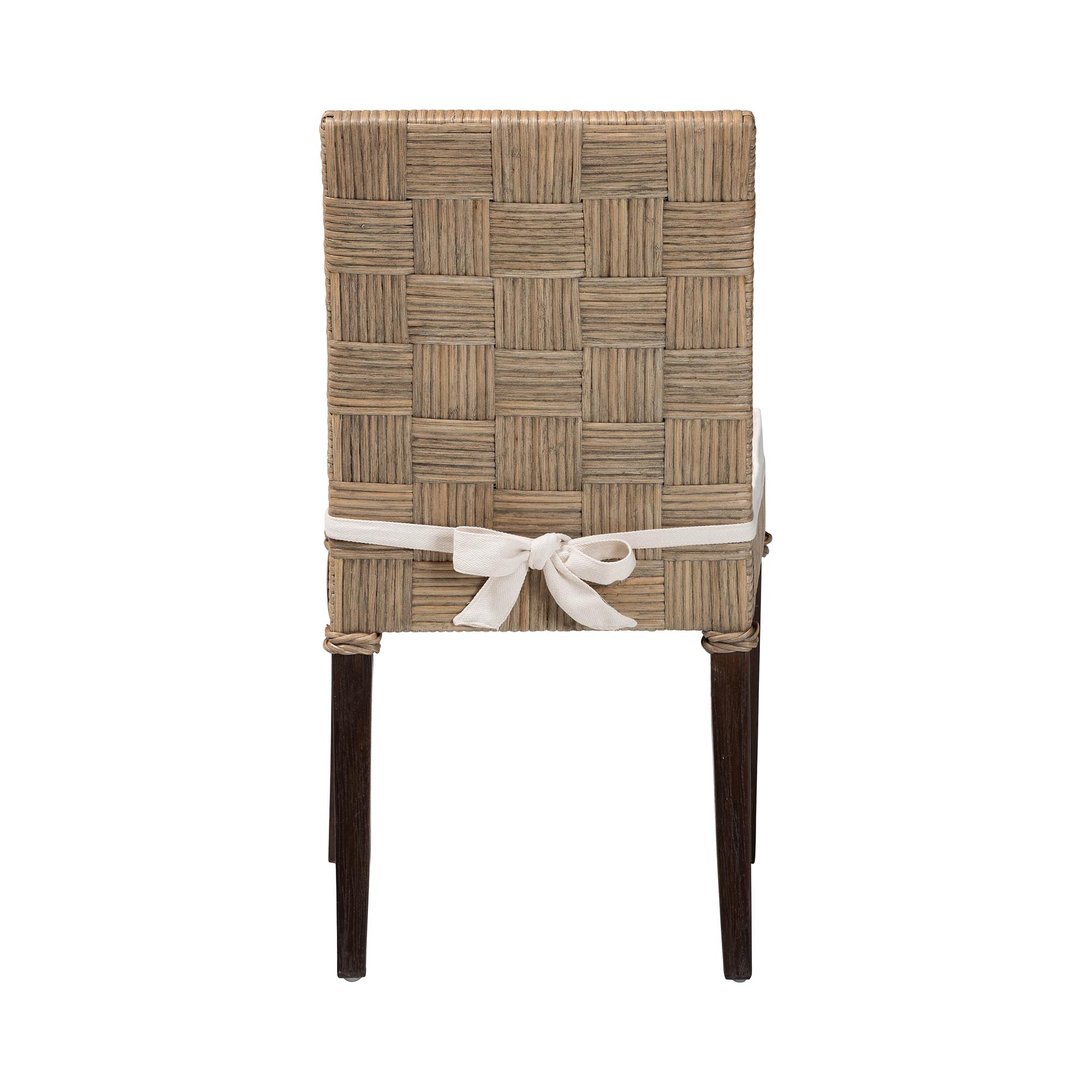 bali & pari Fatima Natural Rattan Dining Chair with Cushion - Handwoven Wicker Side Chair with Basketweave Back and Seat, Coastal Boho Seating for Dining Room or Kitchen