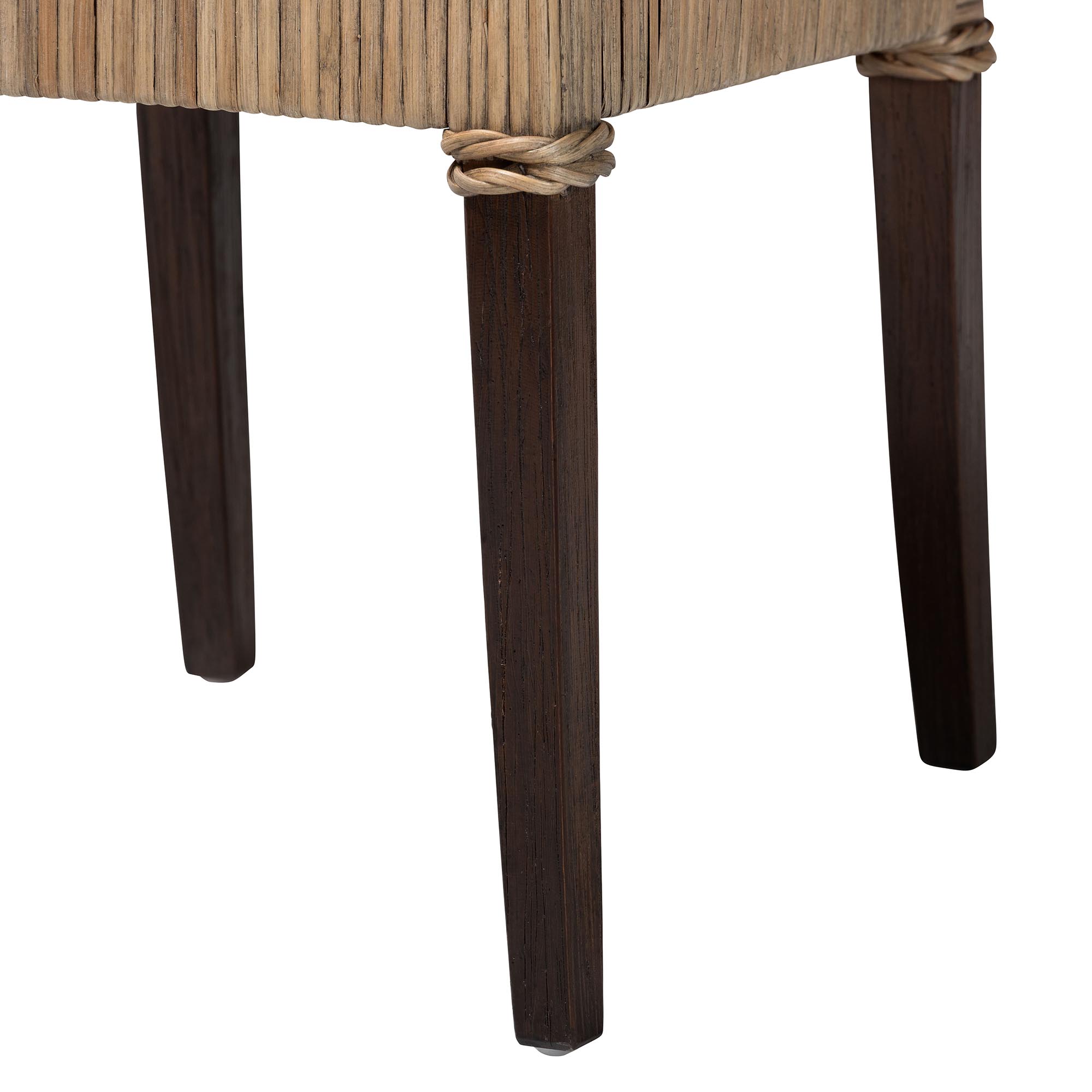 bali & pari Fatima Natural Rattan Dining Chair with Cushion - Handwoven Wicker Side Chair with Basketweave Back and Seat, Coastal Boho Seating for Dining Room or Kitchen