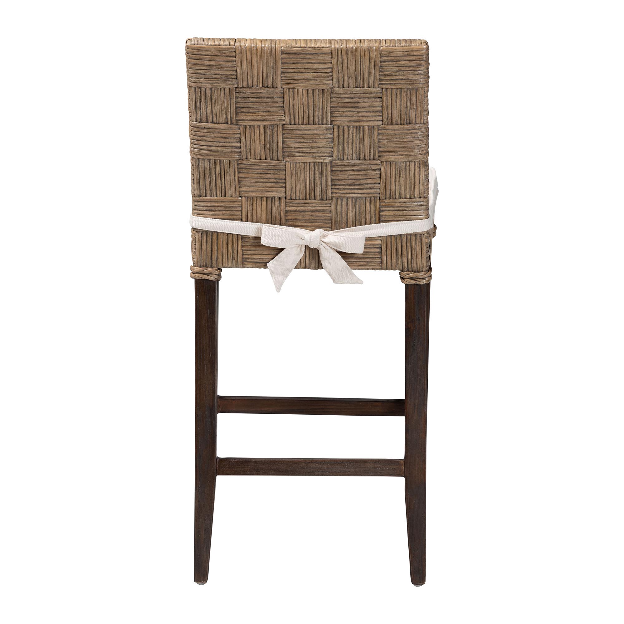 bali & pari Fatima Natural Rattan Counter Stool with Cushion - Handwoven Wicker Stool with Basketweave Back and Seat, Coastal Boho Seating for Kitchen or Dining Area