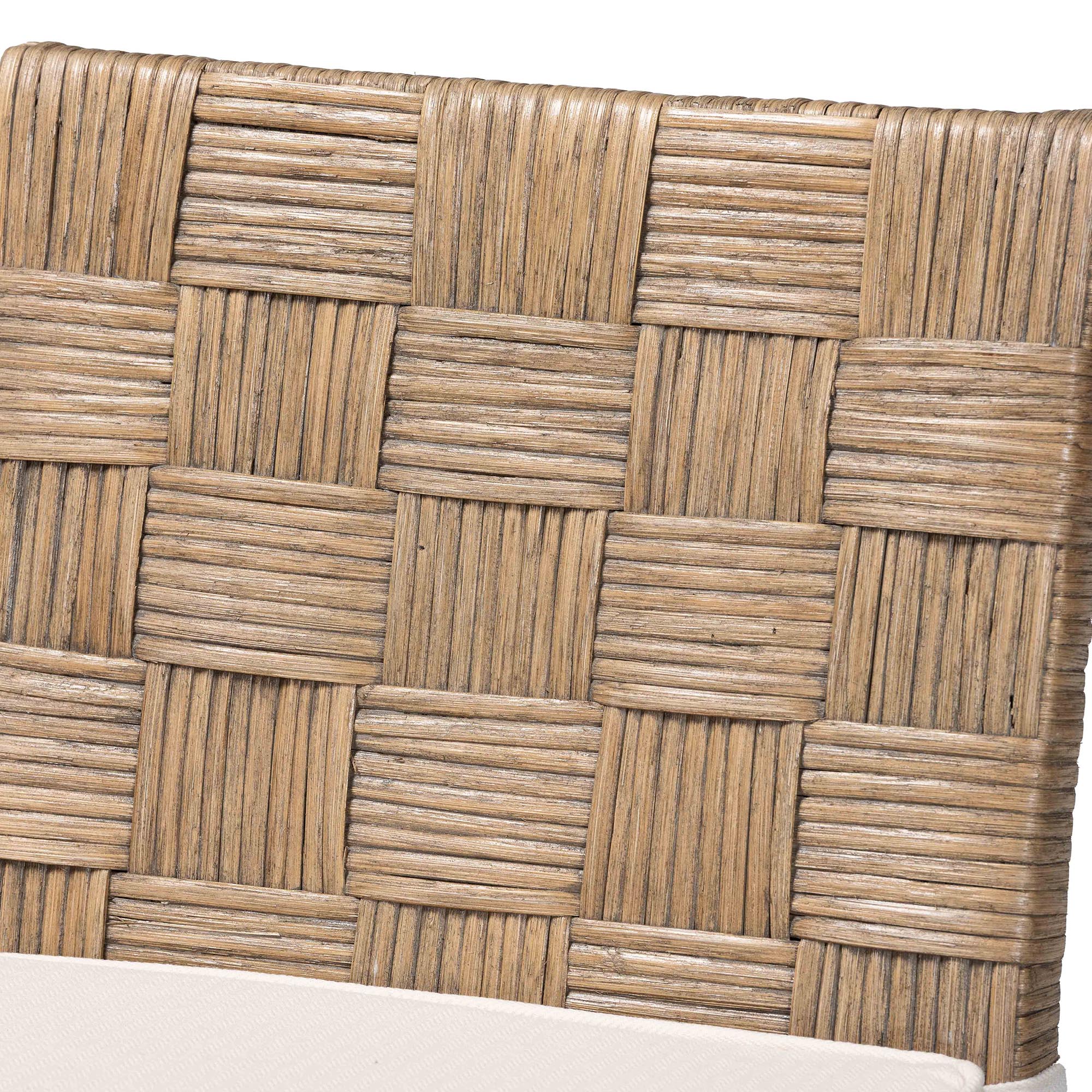 bali & pari Fatima Natural Rattan Counter Stool with Cushion - Handwoven Wicker Stool with Basketweave Back and Seat, Coastal Boho Seating for Kitchen or Dining Area