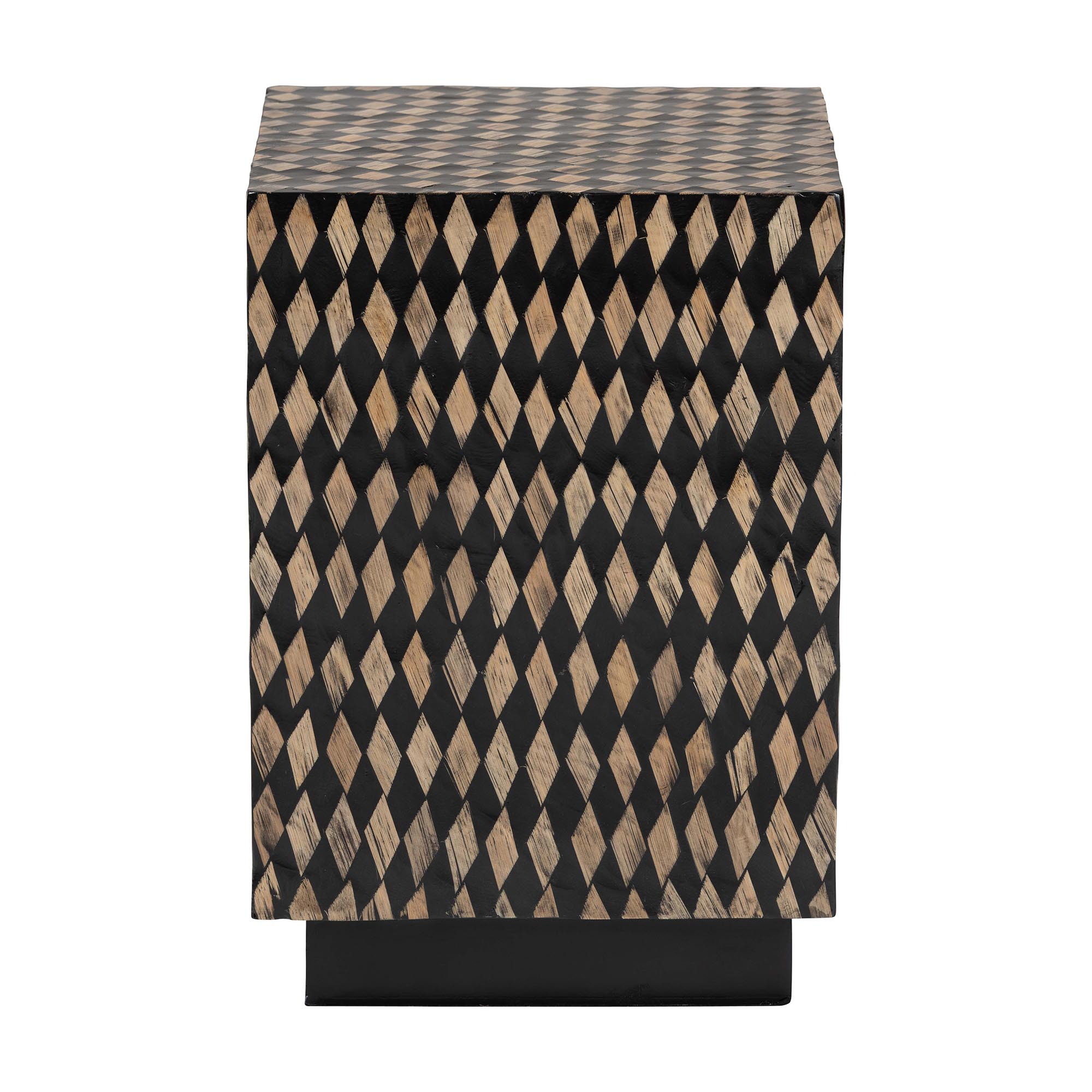 bali & pari Paulo Decorative End Table with Bamboo Diamond Pattern - Modern Accent Side Table for Living Room or Bedroom, Square