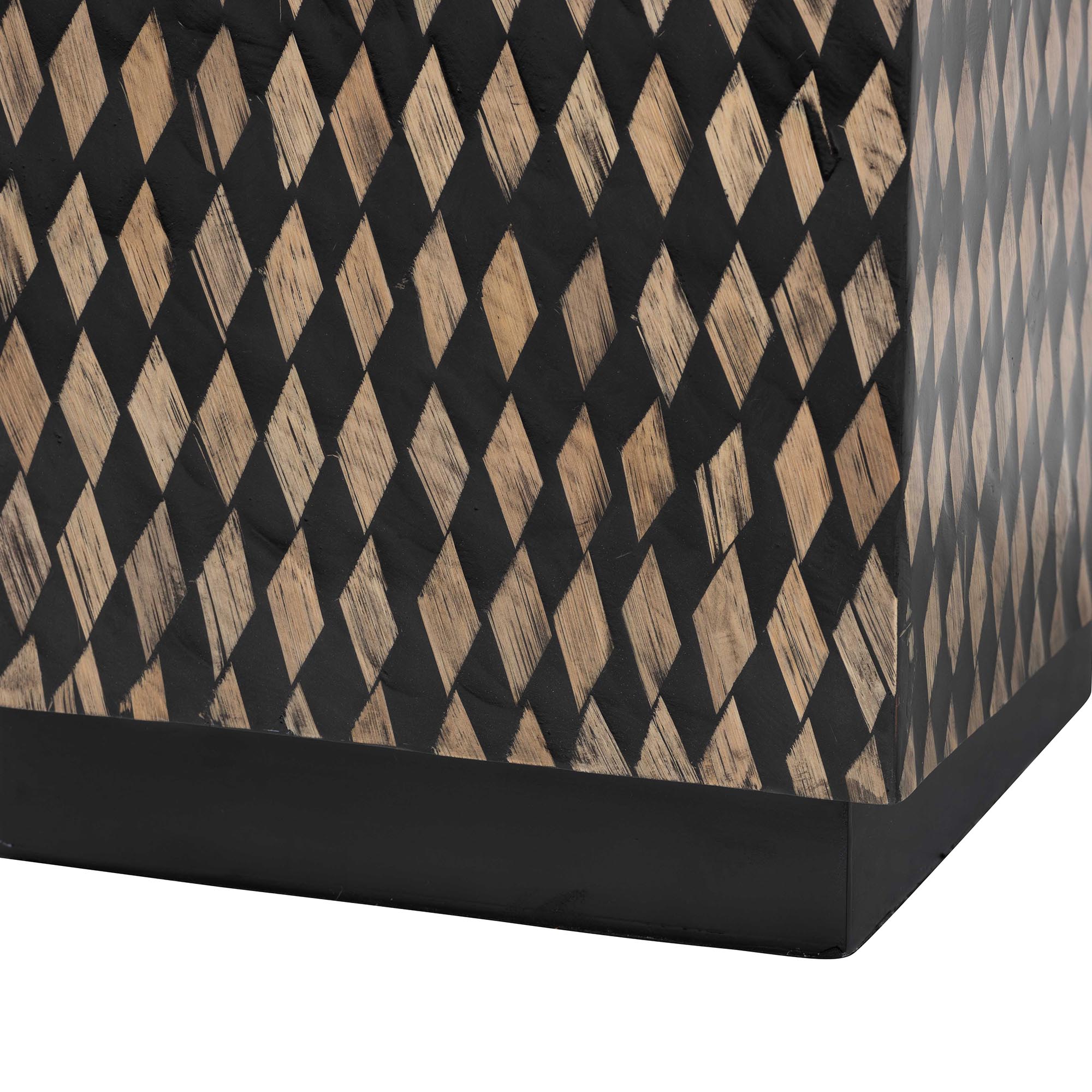 bali & pari Paulo Decorative End Table with Bamboo Diamond Pattern - Modern Accent Side Table for Living Room or Bedroom, Square