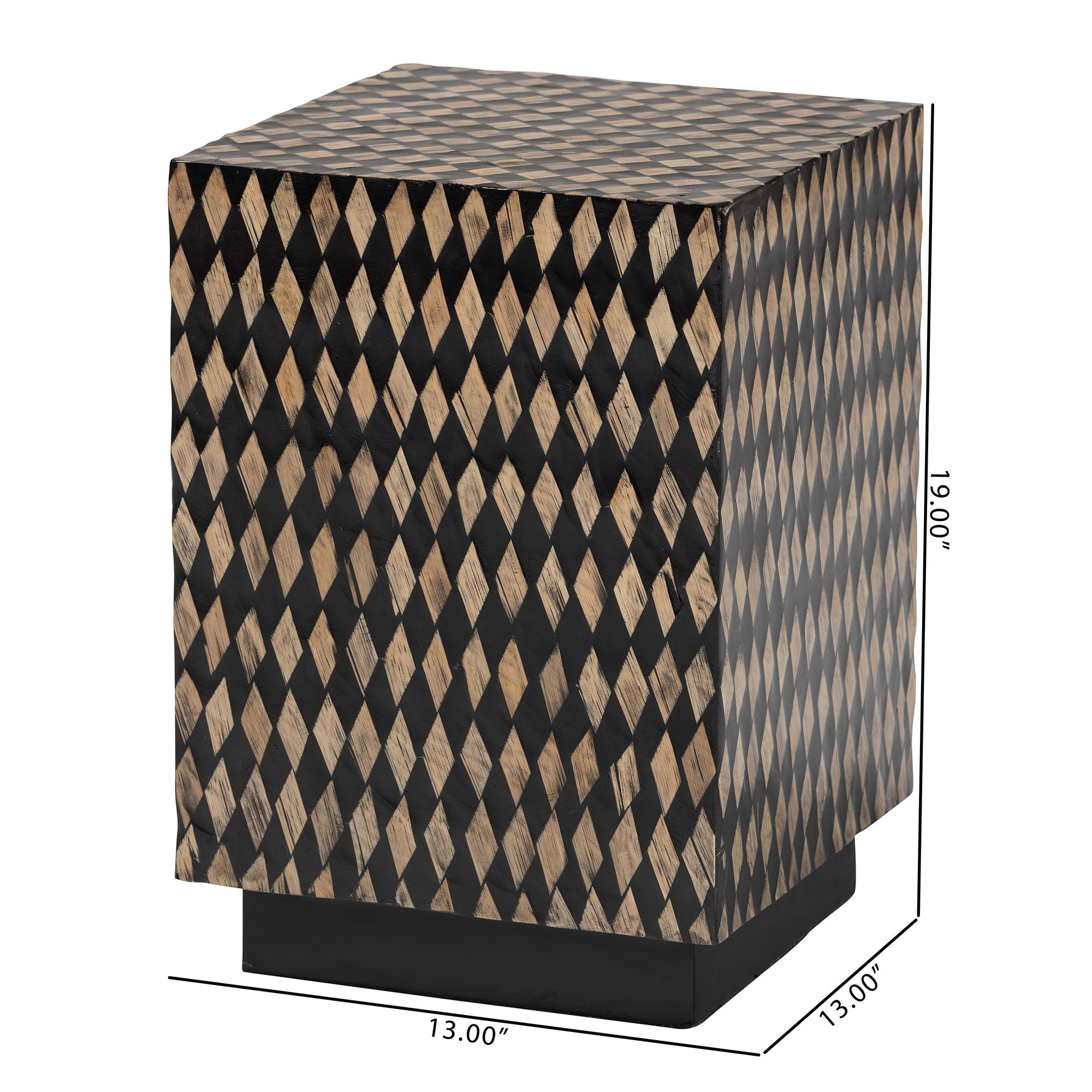bali & pari Paulo Decorative End Table with Bamboo Diamond Pattern - Modern Accent Side Table for Living Room or Bedroom, Square